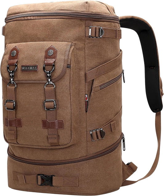 WITZMAN Travel Backpack for Men Women Canvas Backpack Carry on Luggage Rucksack Convertible Duffel Bag Large - PuriLite