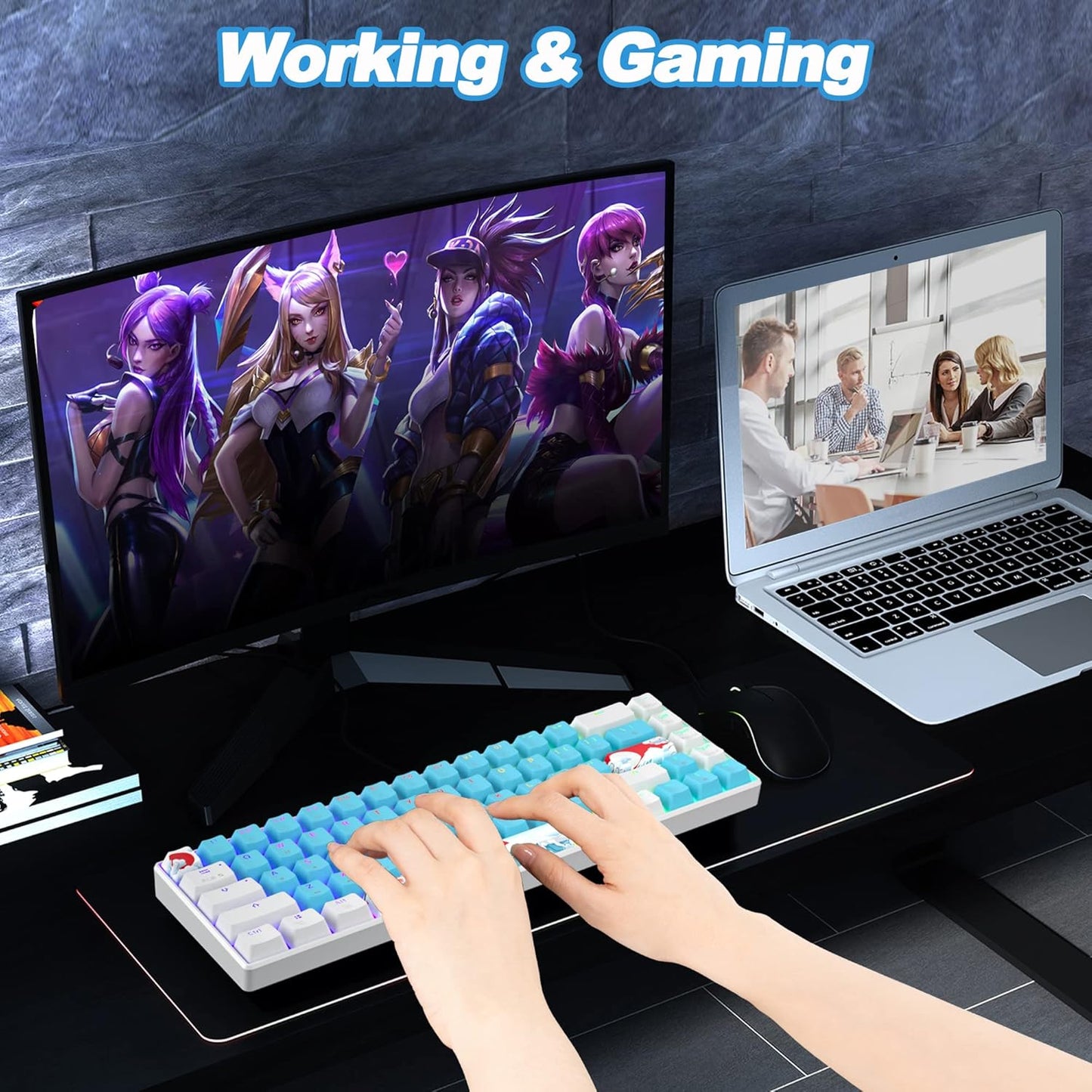 Fogruaden Full Size Mechanical Keyboard, Green Matcha Keyboard, Wired USB 104 Keys RGB Backlit Gaming Keyboard with Number Pad, Red Switches, NKRO Mechanical Keyboard for Windows Laptop PC Gamer