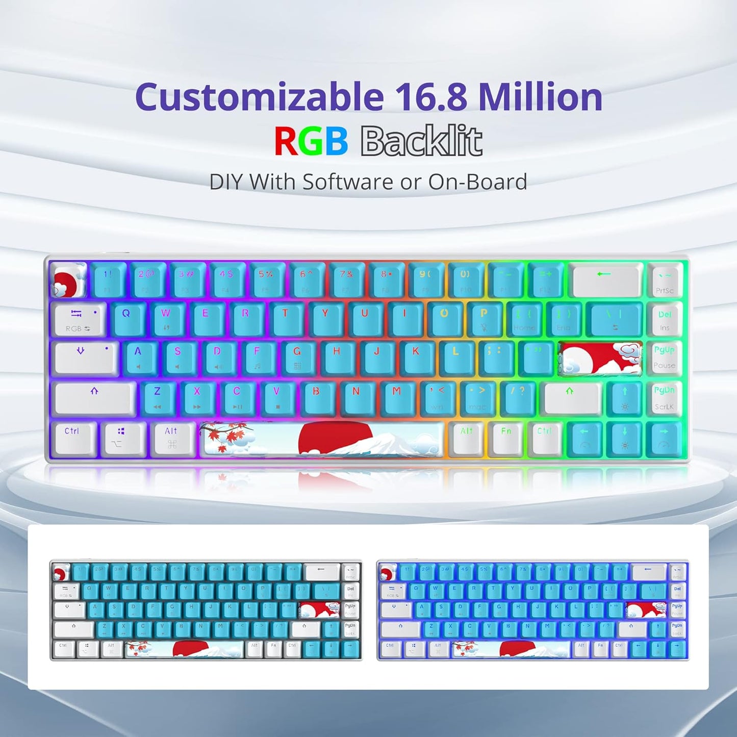 Fogruaden Full Size Mechanical Keyboard, Green Matcha Keyboard, Wired USB 104 Keys RGB Backlit Gaming Keyboard with Number Pad, Red Switches, NKRO Mechanical Keyboard for Windows Laptop PC Gamer
