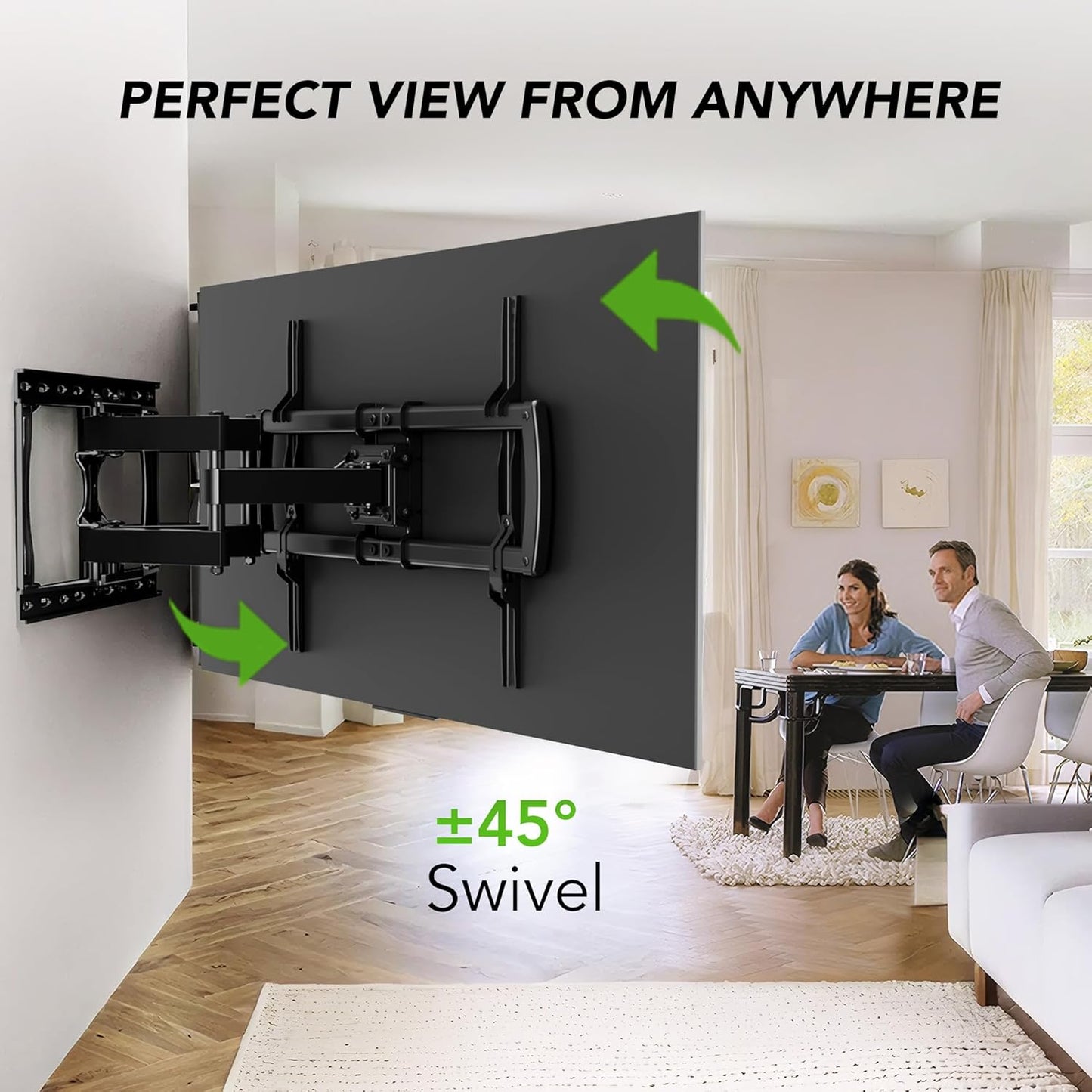 TV Wall Mount Bracket for 32-85 Inch TVs Full Motion Dual Articulating Arm with Swivel & Tilt, Max VESA 600x400mm, Supports 132 lbs for LCD/LED/OLED Flat & Curved Screens