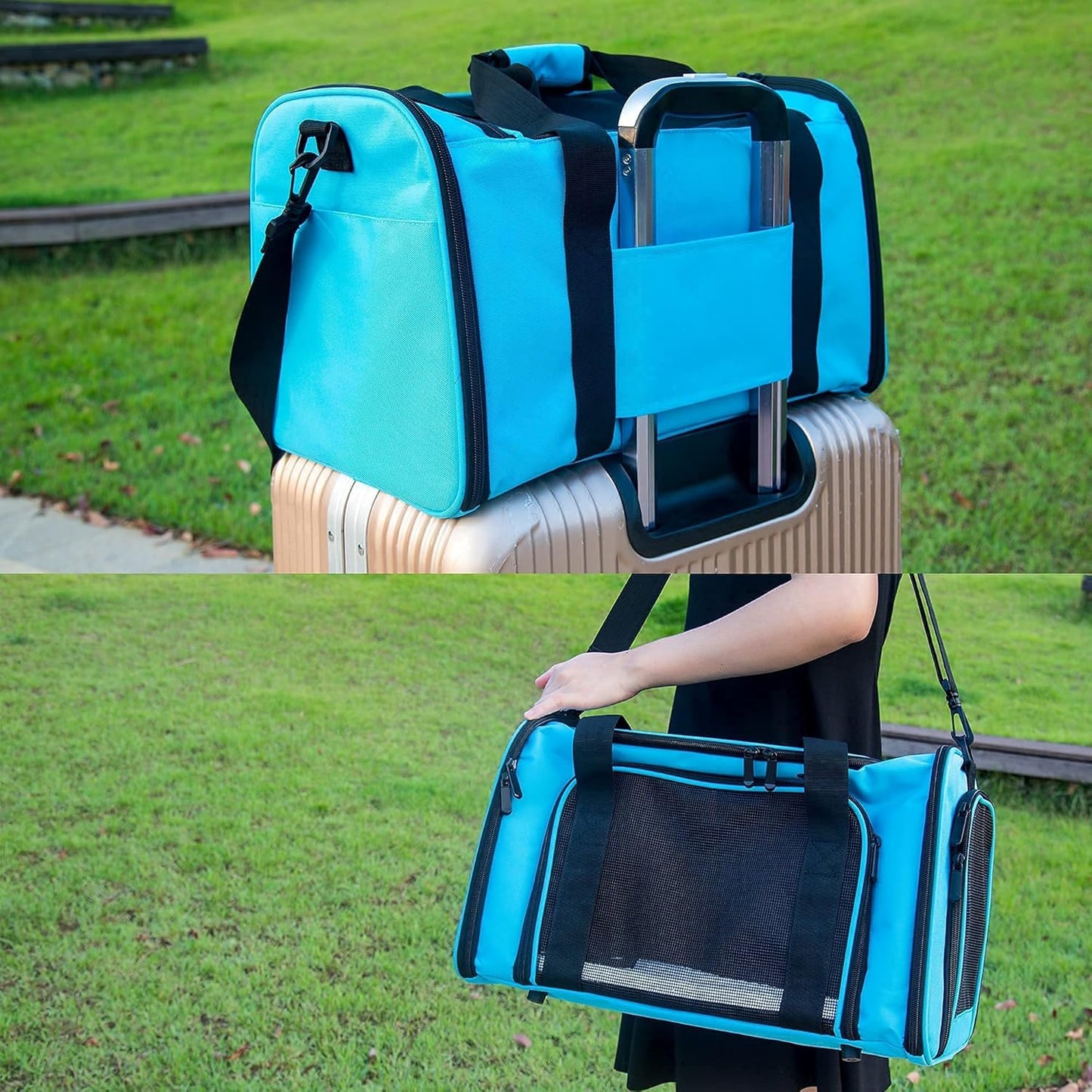NextFri Soft Sided Carrier for Cats Dogs,TSA Airline Approved Collapsible Travel Pet Carrier (Magenta, Medium)