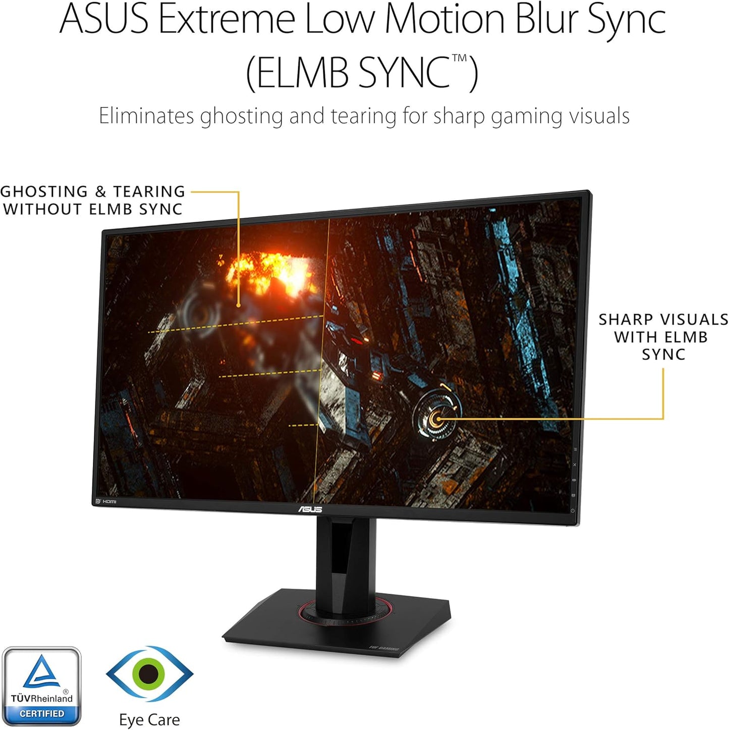 ASUS TUF Gaming 27” 1440P Gaming Monitor (VG27AQM1A) - QHD (2560x1440), 260Hz, 1ms, Fast IPS, ELMB Sync, Freesync Premium, G-Sync compatible, Variable Overdrive, 90%DCI-P3, DisplayHD 400, 3yr warranty