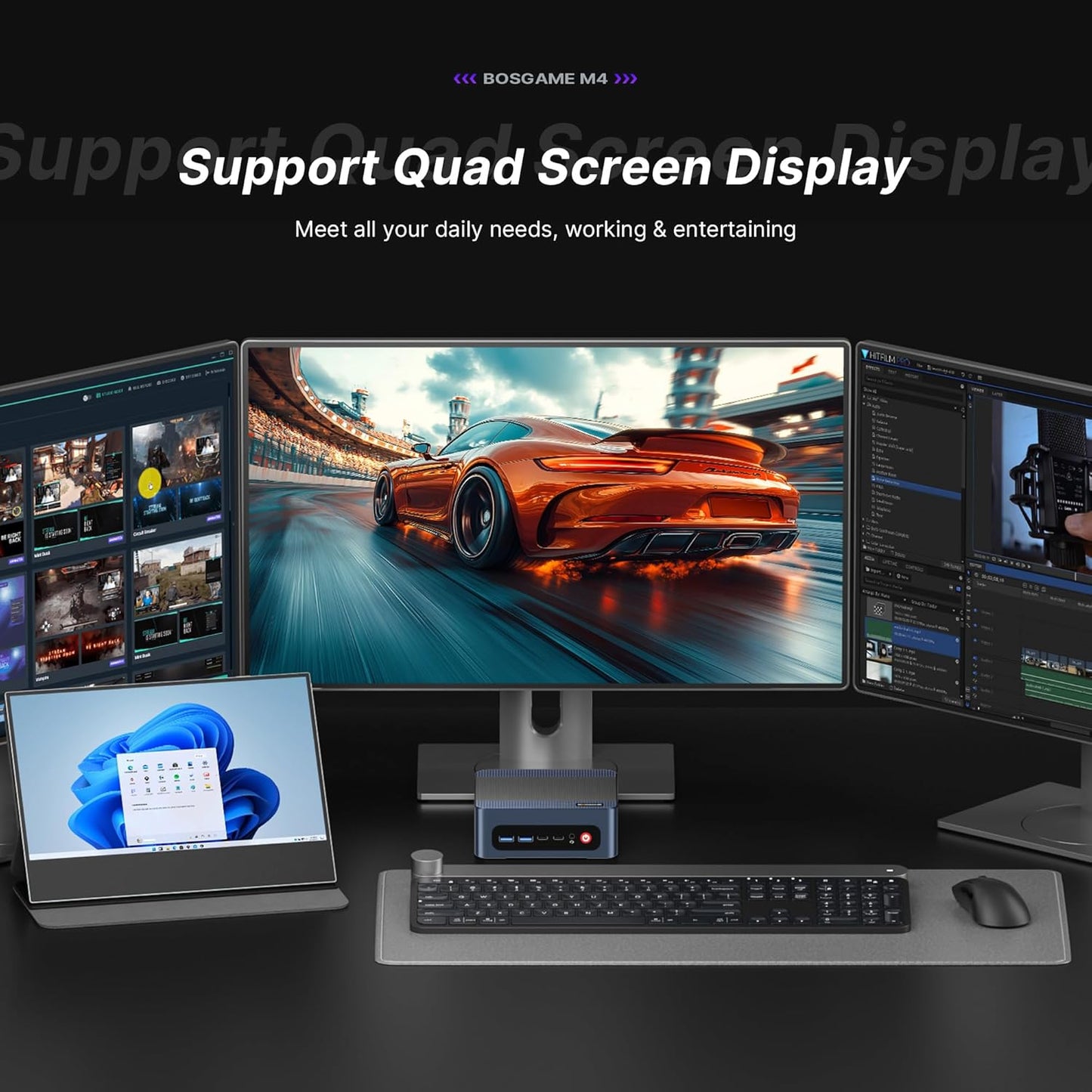 BOSGAME Mini PC AMD Ryzen 7 5825U, 16GB DDR4 RAM 512GB PCIe SSD, Mini Desktop Computer Support Dual LAN 2.5GbE, Triple 4K Display, WiFi 6E, BT 5.2 for Office