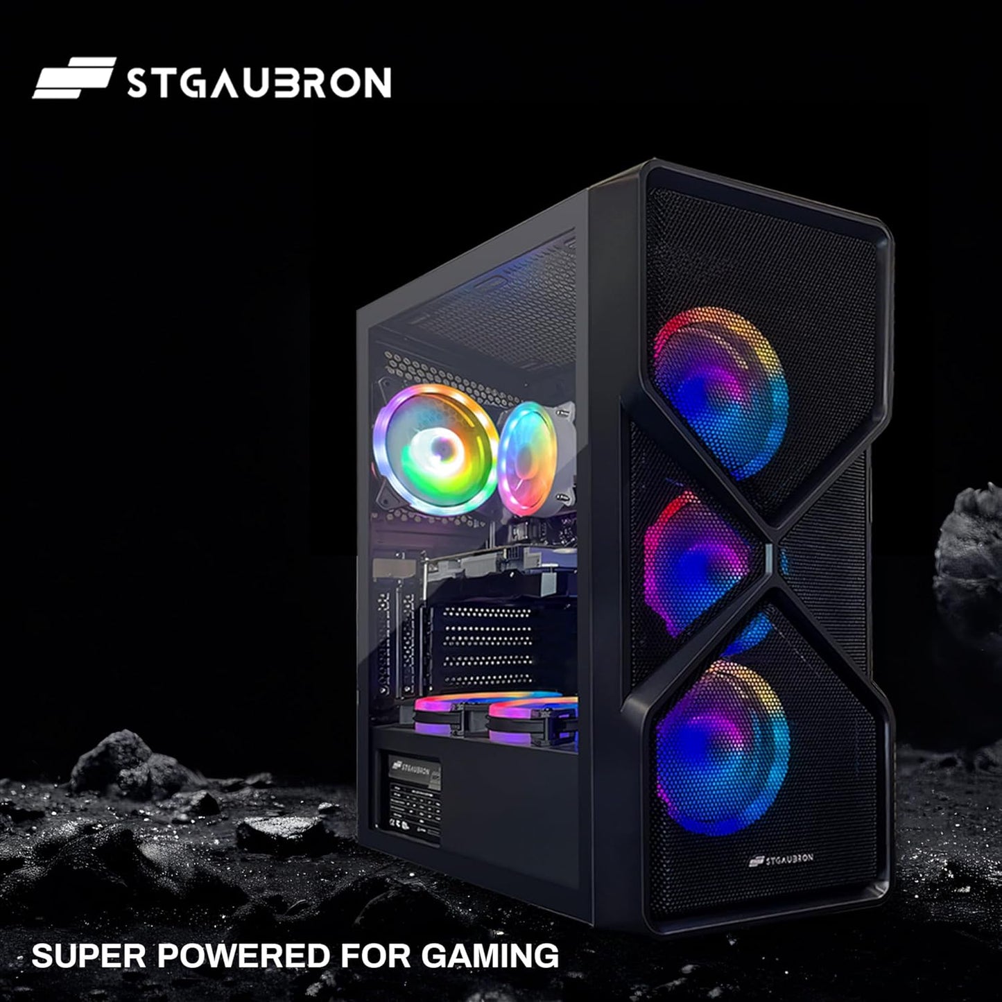 STGAubron Gaming PC Computer Desktop, GeForce RTX 2060 Super, Intel Core i7 8th up to 4.1GHz, 16G DDR4, 1T SSD, 600M WiFi, BT 5.0, RGB Fan x6, Windows 11 Home