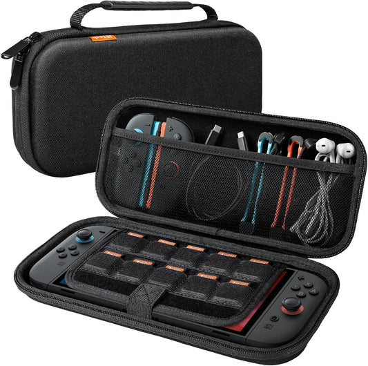 JETech Carrying Case for Nintendo Switch 2 (2025) 7.9 Inch, Hard Shell Portable Travel Bag with 10 Game Card Slots and Accessories Pouch, Lightweight Anti-Scratch Protection (Black)