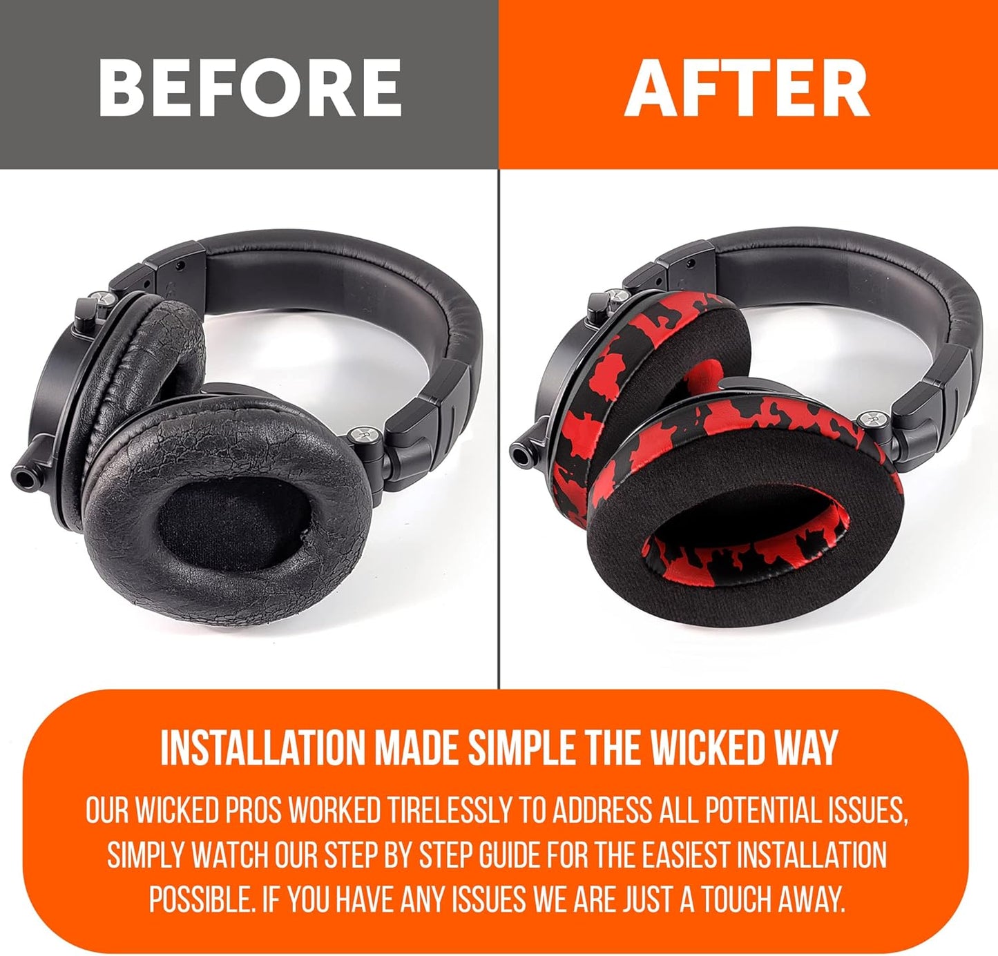 WC PadZ Velour - The Ultimate Upgraded Earpads by Wicked Cushions - Compatible With Audio Technica, HyperX, SteelSeries Arctis & More - Extra Thick - Bigger Opening - Softer Memory Foam | Black Floral