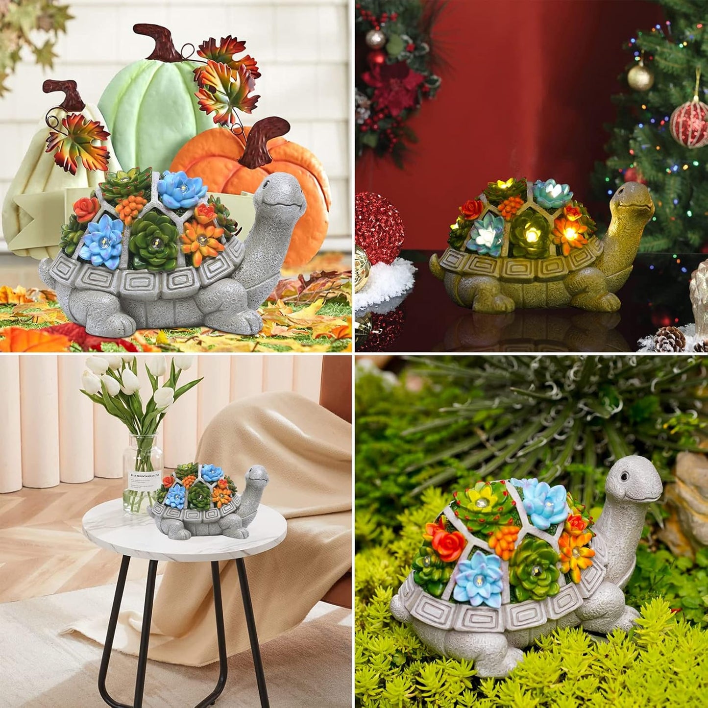 Nacome Solar Frog Riding Turtle for Garden Decor - Outdoor Statues for Patio,Yard,Balcony Ornament,Turtle Gifts for Women/Mom/Grandma,Mom's Best Gift