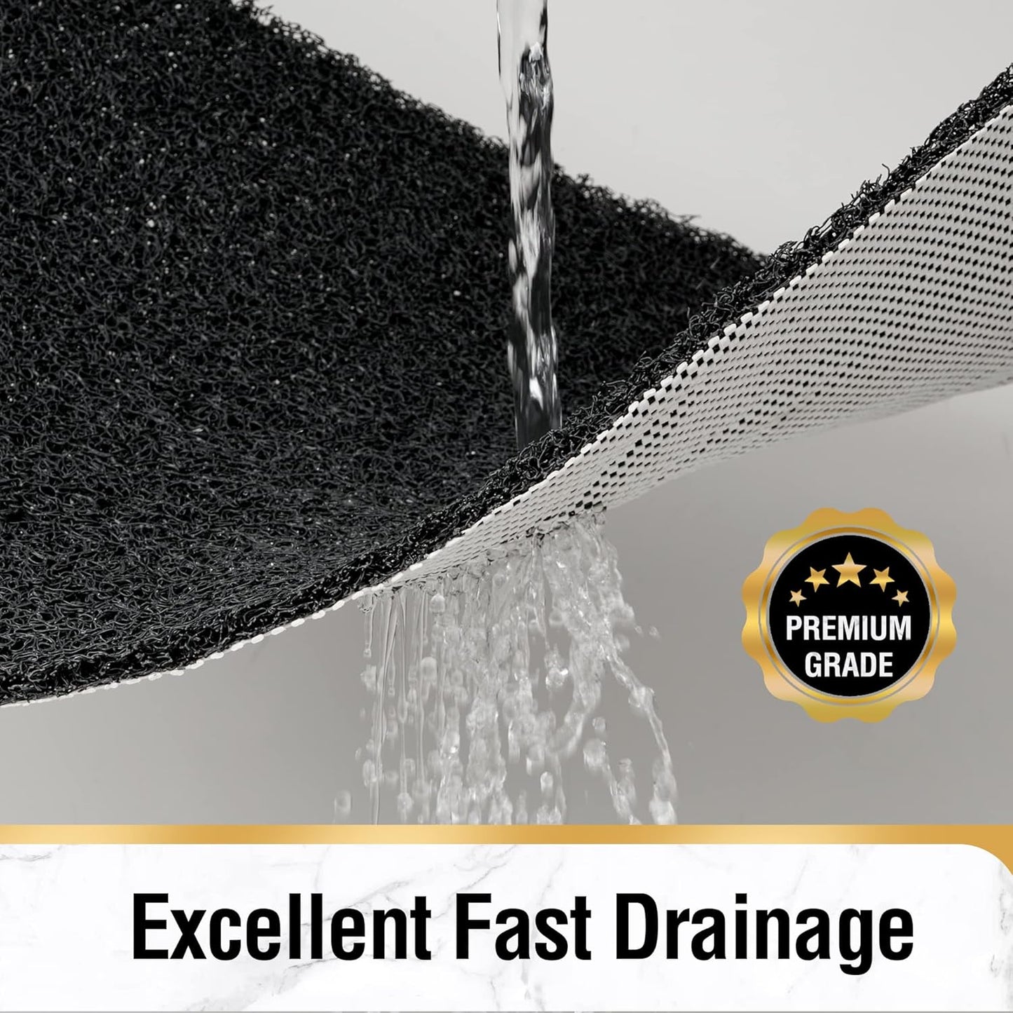 HITSLAM Shower Mat Non Slip, 24 x 16 Inch Bathtub Mat Non Slip with Drain, Soft PVC Loofah Bath Mat for Tub, Quick Drying Bathroom Shower Mat, Grey