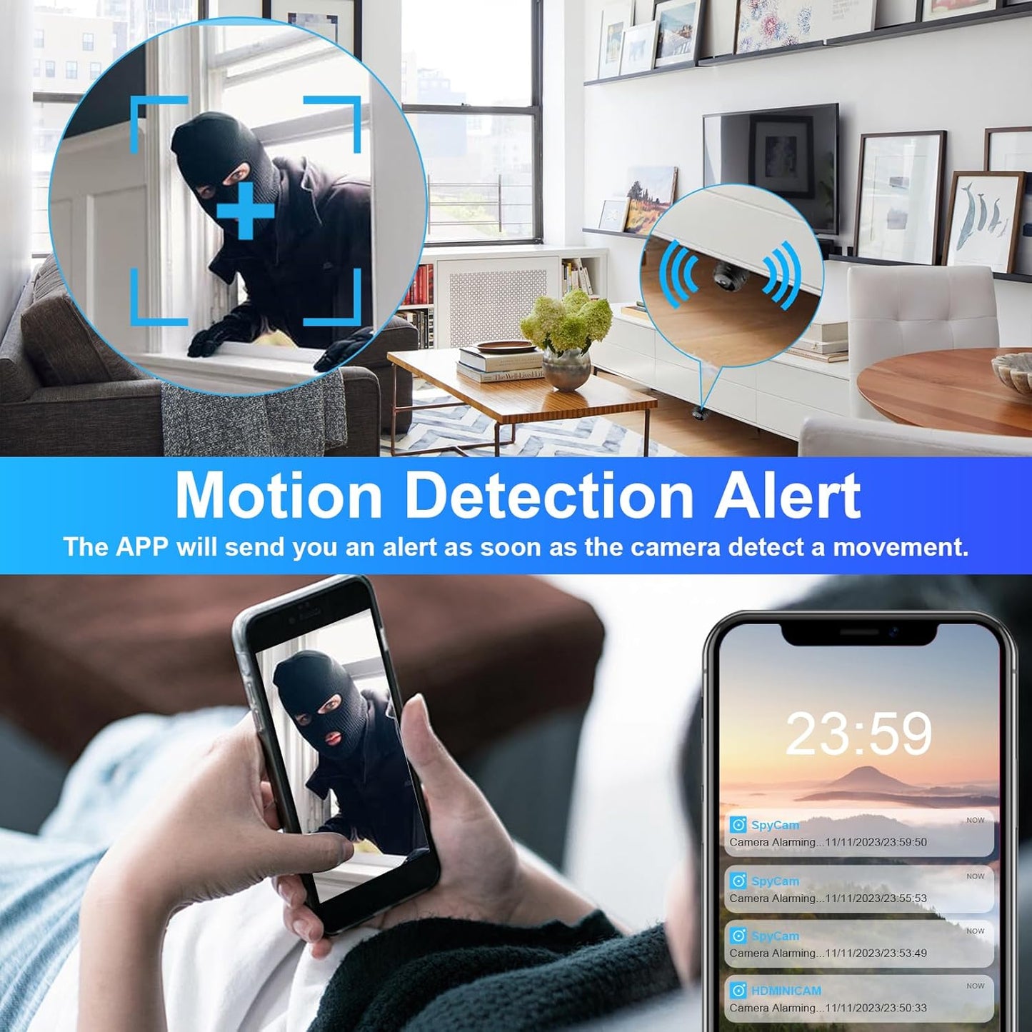 1080P WiFi Mini Hidden Spy Camera Wireless Nanny Spy Cam Home Security Surveillance Camera Micro Small Indoor Secret Monitor Video Cam with Motion Detection App Control(Black)