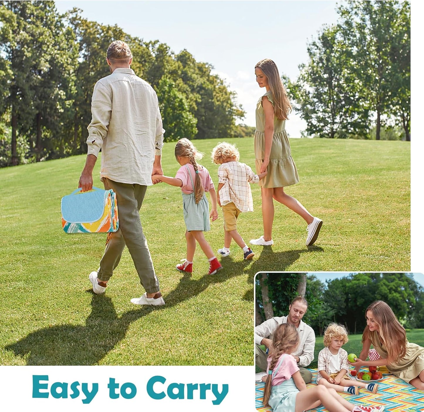 Habaylin Picnic Blanket Large, 79"X79" Waterproof Extra Large Beach Blanket, Foldable Picnic Blanket for Hiking, Party, Camping on Grass Sandproof Handy Picnic Mat