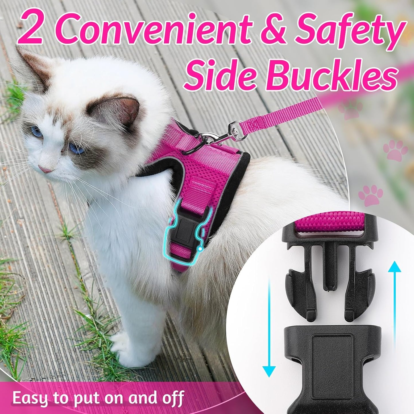 rabbitgoo Cat Harness and Leash for Walking, Escape Proof Soft Adjustable Vest Harnesses for Small Medium Cats, Easy Control Breathable Reflective Strips Jacket, XS, Black