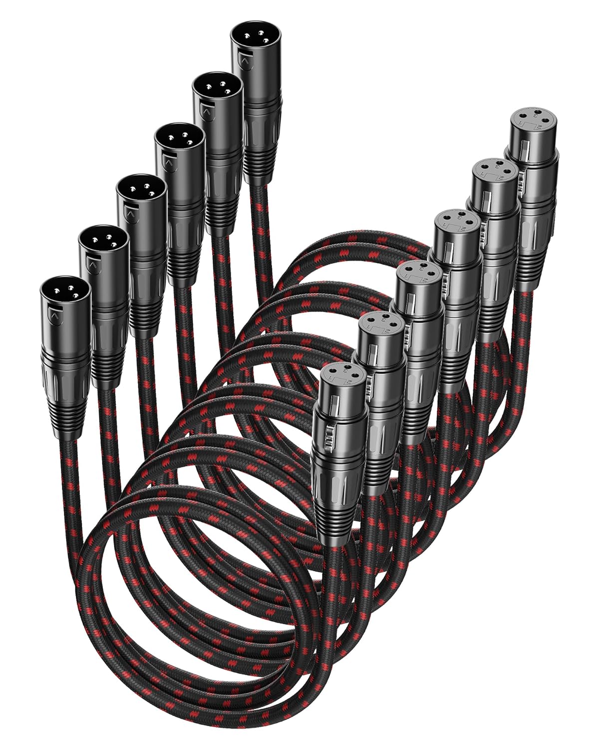 VANDESAIL XLR Cables 25ft 2 Pack, Durable Nylon Braided XLR Microphone Cable, Mic Cable, Shielded and Fully Balanced OFC Male to Female Cord for Recording Mixer Amplifie Speaker Black White