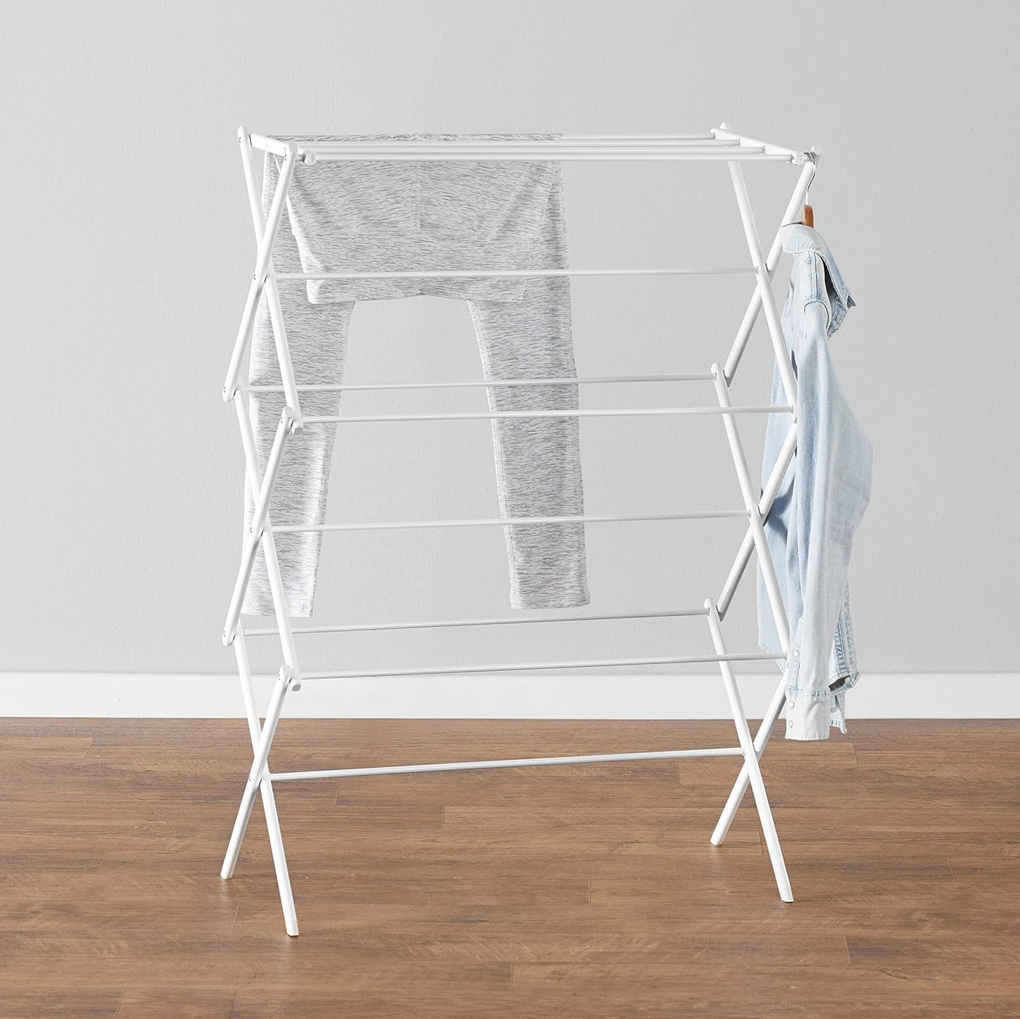 Foldable Portable Laundry Drying Rack for Indoor Air Drying Clothing, 29.4 x 14.8 x 41.9 inches (LxWxH), Chrome Silver