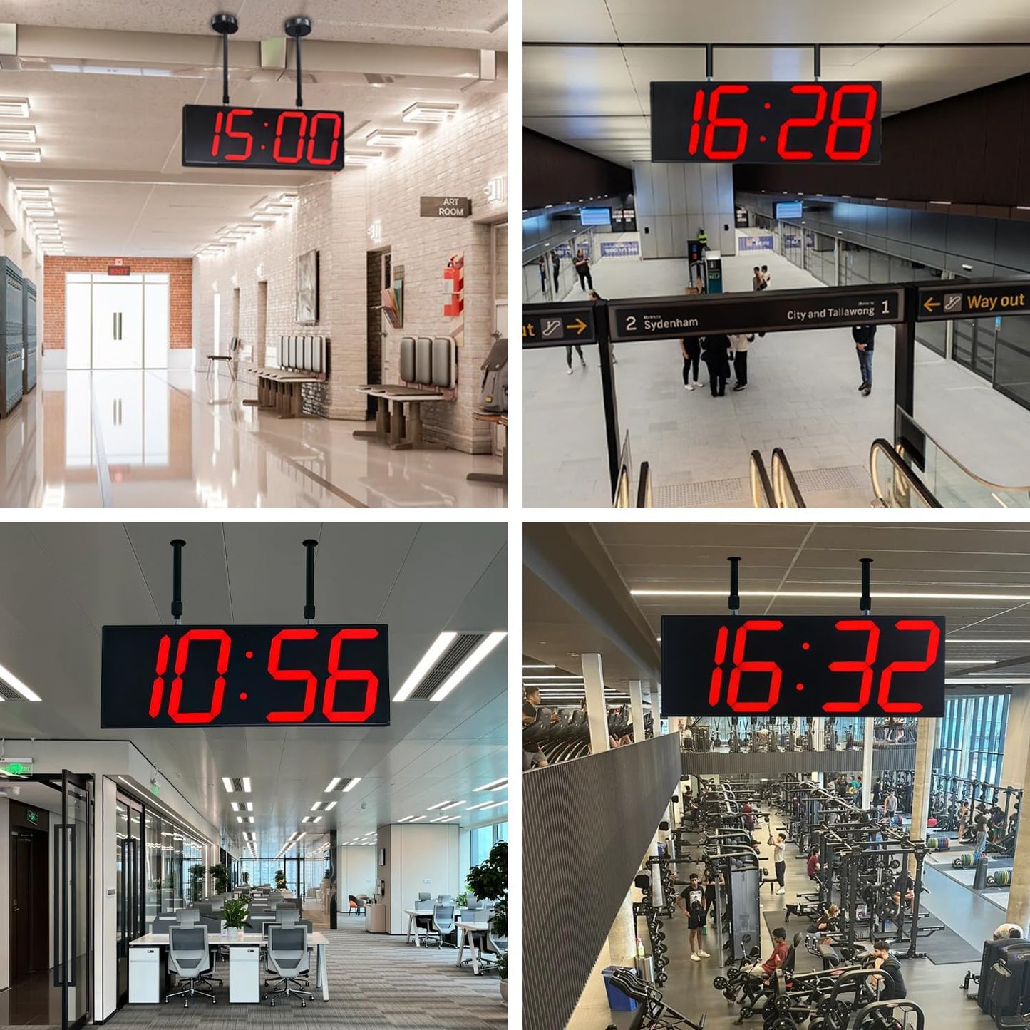 CHKOSDA Digital Wall Clock with Double Sided Display, Large Digital Clock with Timer,Alarm,Temperature and Date,Two Faced Hanging Wall Clock with 6''Number (White)