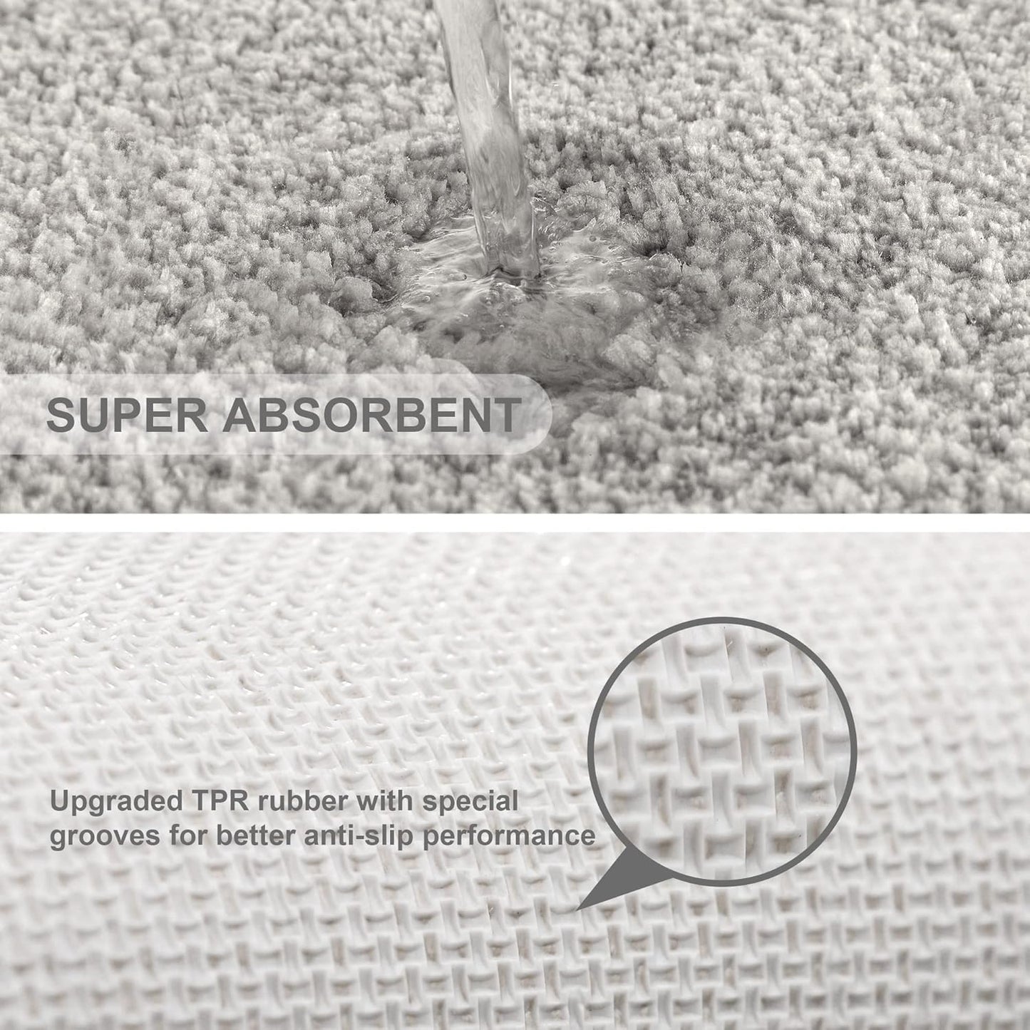 Bathroom Rugs Set 2 Pieces - Bath Rugs Ultra Soft Absorbent Non-Slip Fluffy Thick Microfiber Cozy Bath Mats Set for Tub Shower Bathroom Floors Accessories, 20"x32" & 16"x24" Set of 2 (Beige)