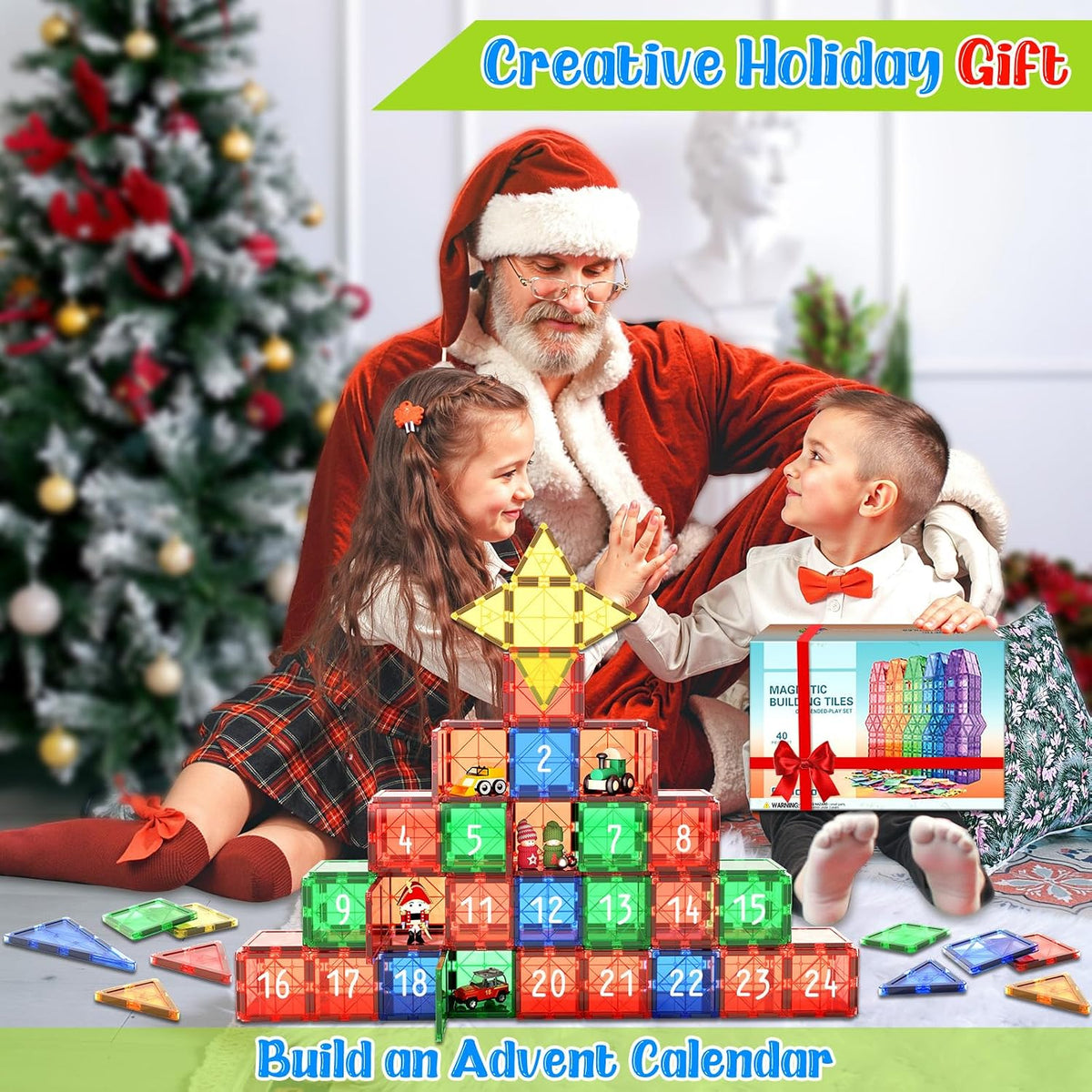 Magnetic Tiles Kids Toys STEM Magnetic Blocks Building Magnet Toy 40PCS