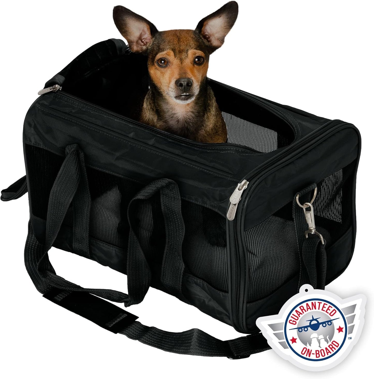 Sherpa Original Deluxe Travel Bag Pet Carrier, Airline Approved & Guaranteed-On-Board - Mesh Panels & Spring Frame, Locking Safety Zippers, Machine Washable Liner - Charcoal Gray, Medium