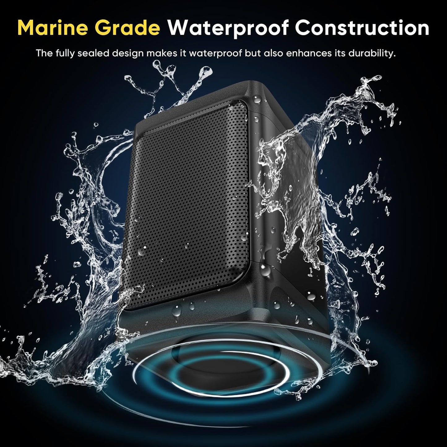 Saiyin Outdoor Indoor Speakers, Marine Grade Mount Speakers, Surround Sound Speakers with Wall Mount Brackets for Boat, Patio, Garage, Home Surround System, One Pair