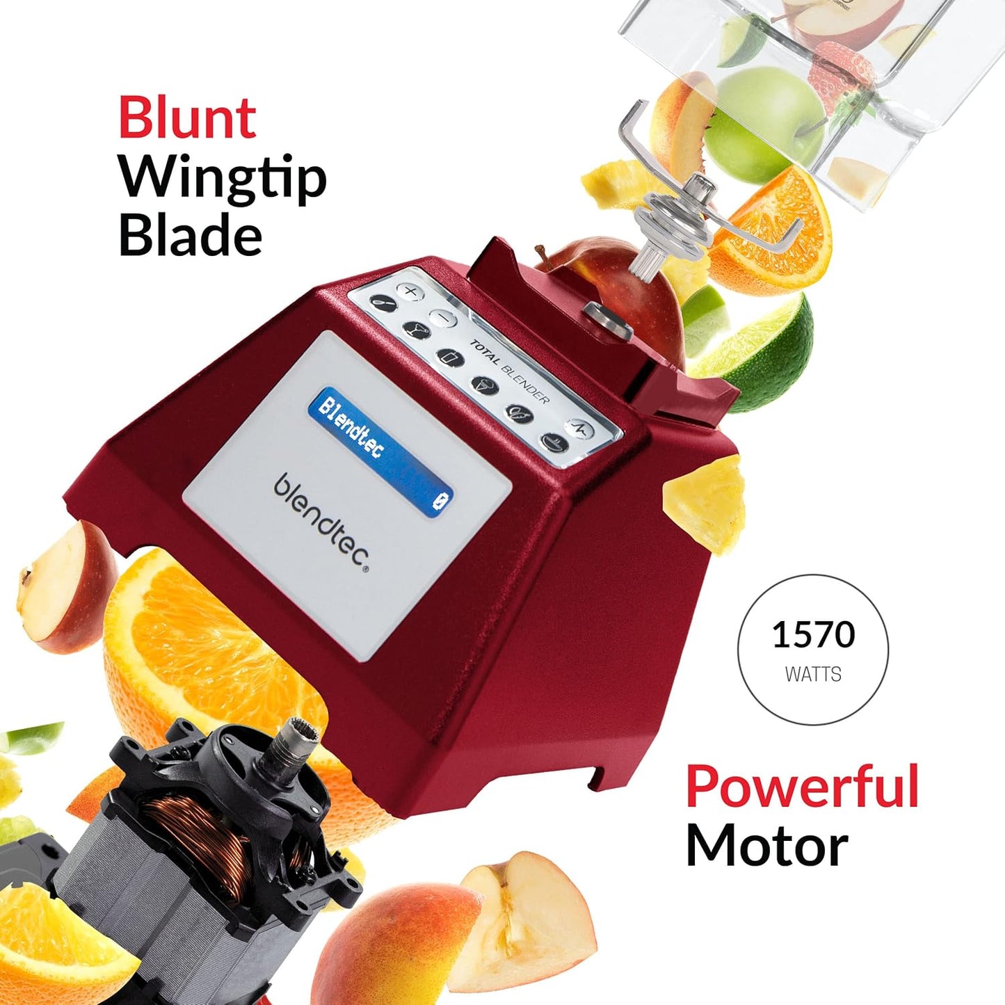 Blendtec Total Classic Original Blender and 90 oz WildSide+ Jar - Kitchen Blender Bundle - Red