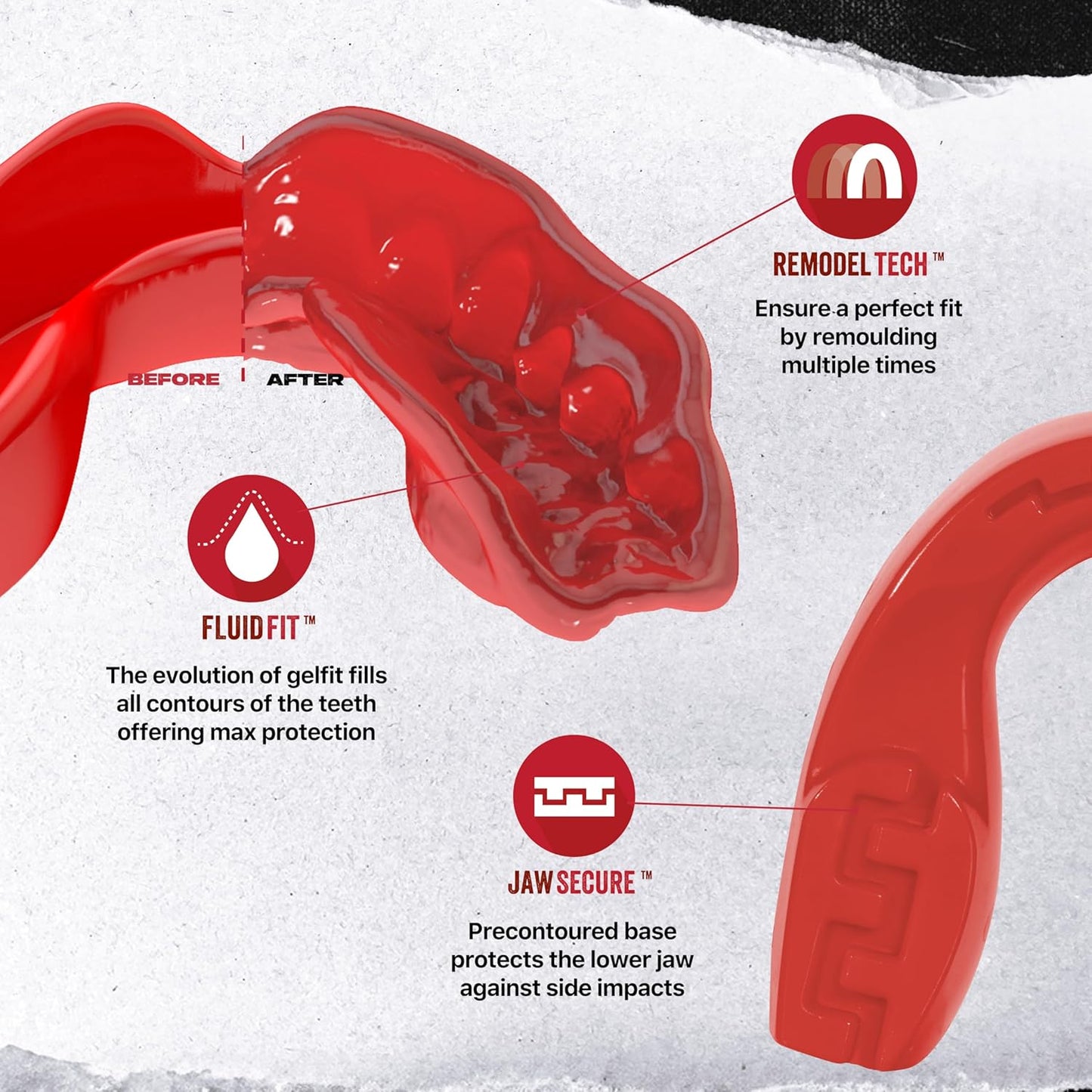 SAFEJAWZ Mouthguard Strapless Slim Fit, Adults and Junior with Case for Boxing, Basketball, Football, MMA, Martial Arts, Hockey and All Contact Sports (Adults (12+ Years), Black)