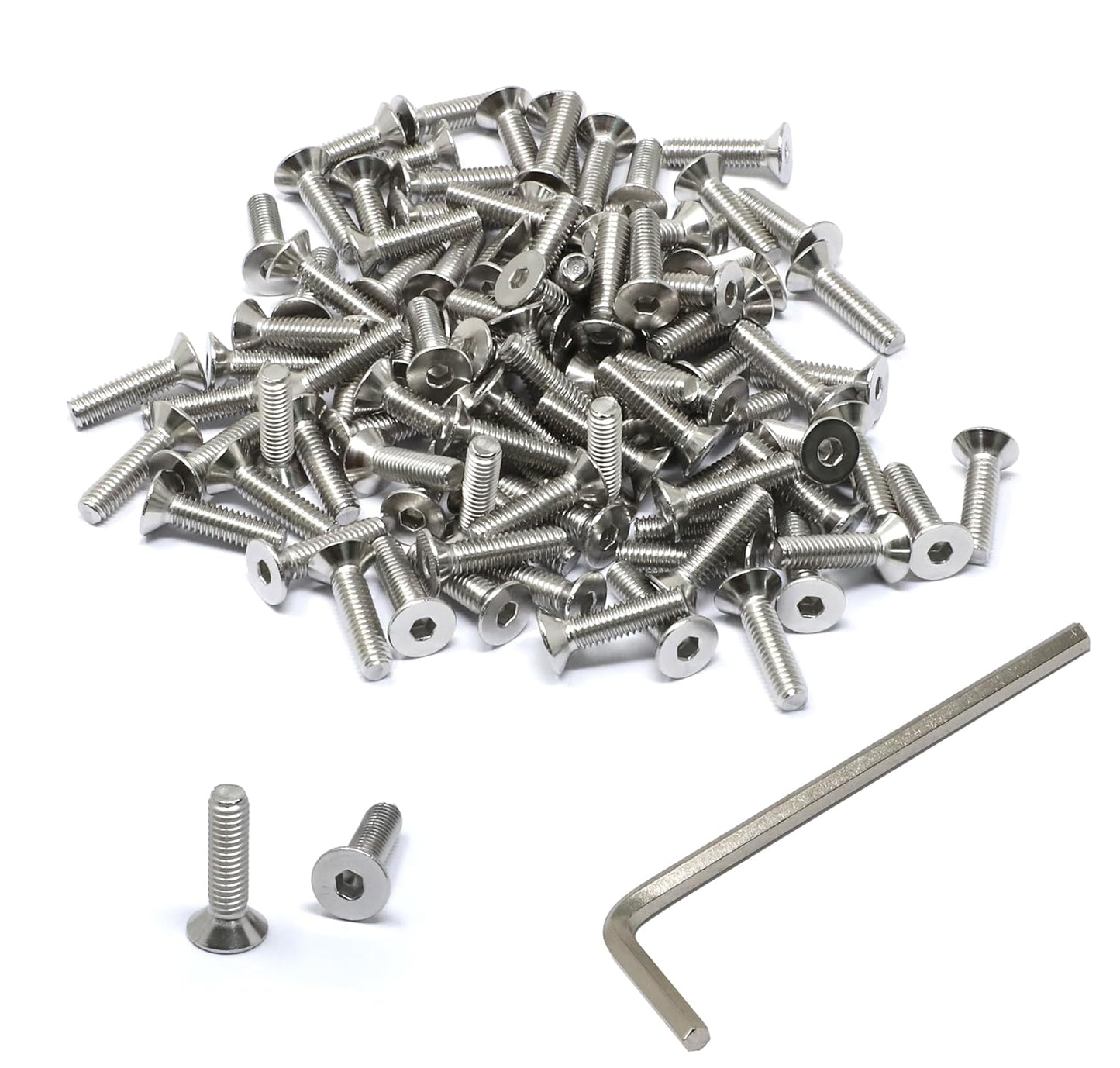 iexcell 5 Pcs M8 x 80mm Thread Pitch 1.25 mm Stainless Steel 304 Hex Socket Flat Head Cap Screws Bolts Kit