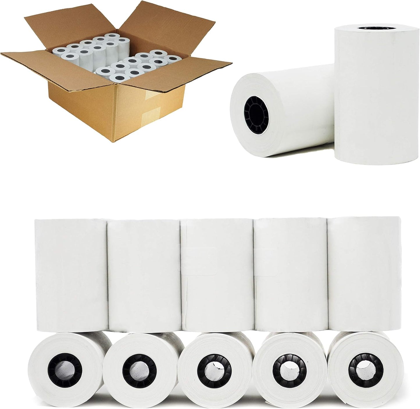 (50 Rolls) 2 1/4 x 50 Thermal Paper Receipt Rolls 2.25 x 50 ft POS Cash Register fits All Credit Card Terminals