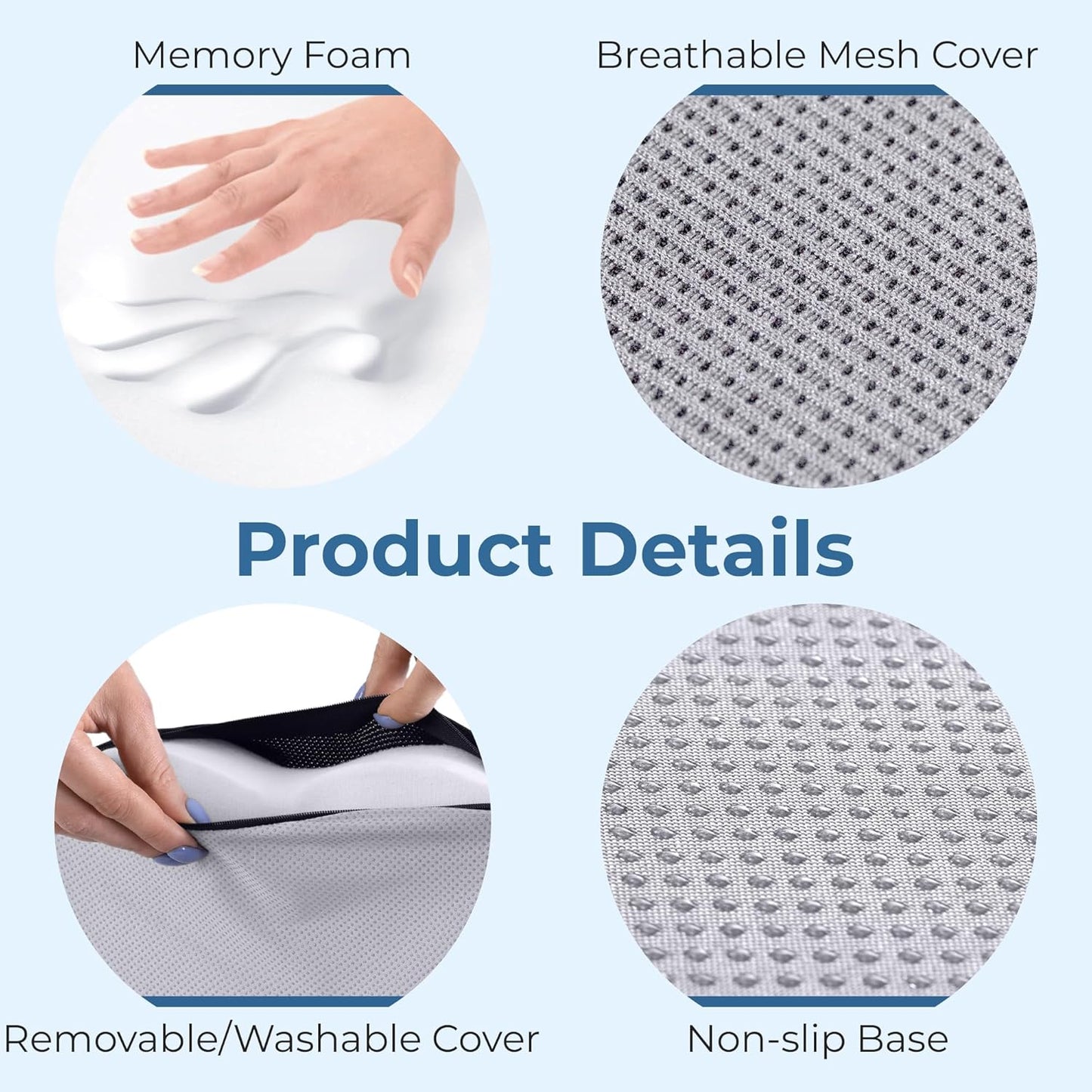 5 STARS UNITED Seat Cushion for Desk Chair - Tailbone, Coccyx Sciatica Pain Relief - Wheelchair Cushions, Black Mesh