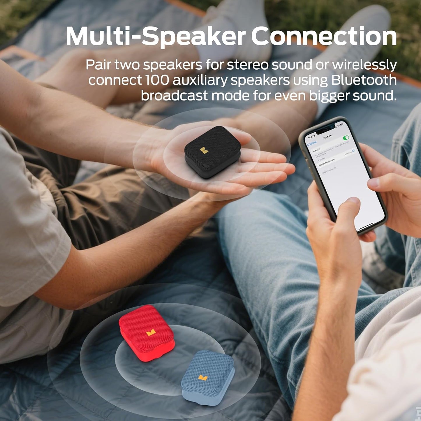Monster Atomic Atom Wearable Bluetooth Speaker with Mics for Hands-Free Calls, IPX5 Waterproof, Compact and Portable Speaker for Workout, Cycling, Black