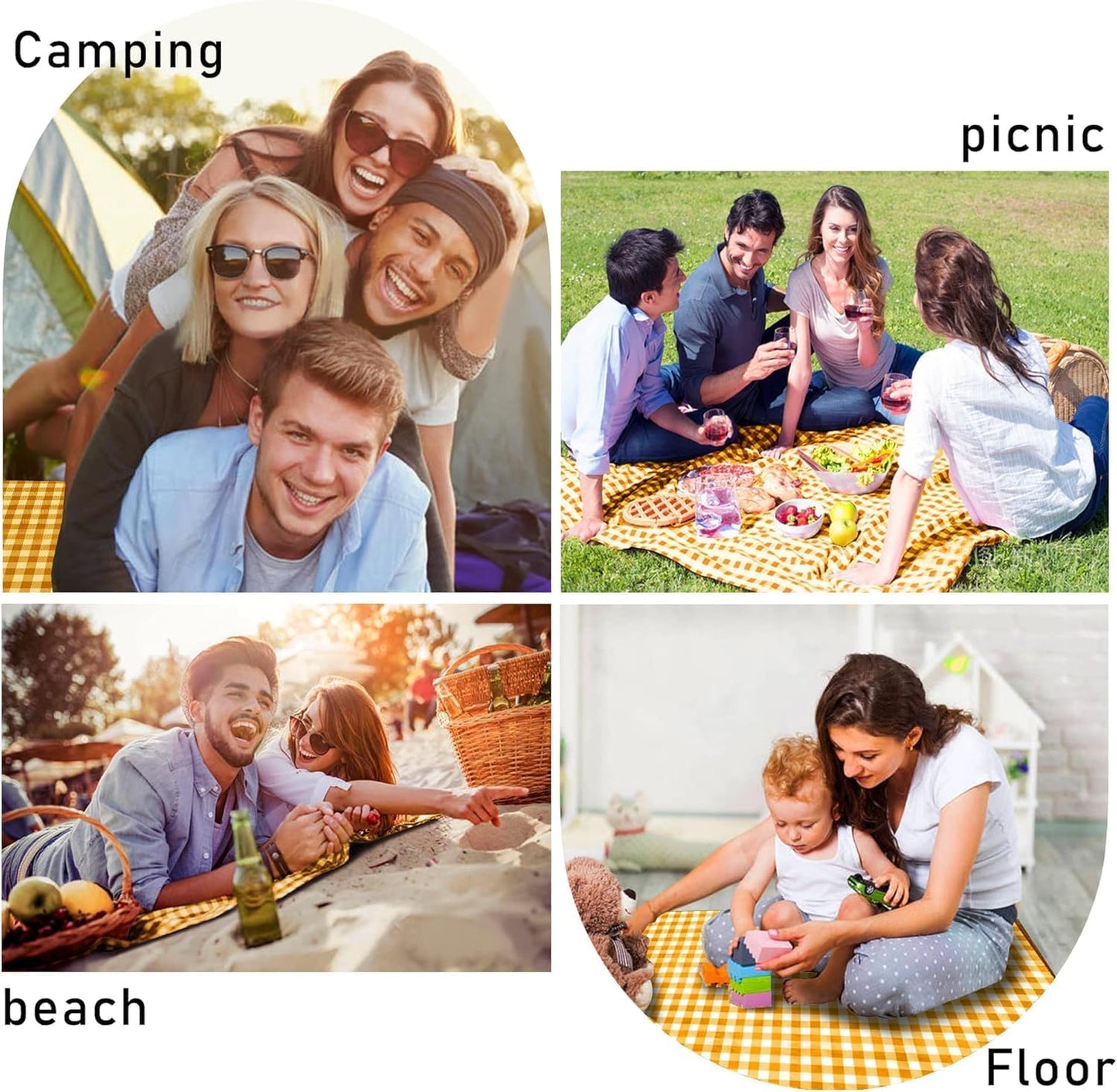 SAMSIER Large Outdoor Picnic Blankets Waterproof Foldable, Beach Blanket Sandproof Portable, Cute Picnic Mat Washable (Navy Blue, 60"×80")