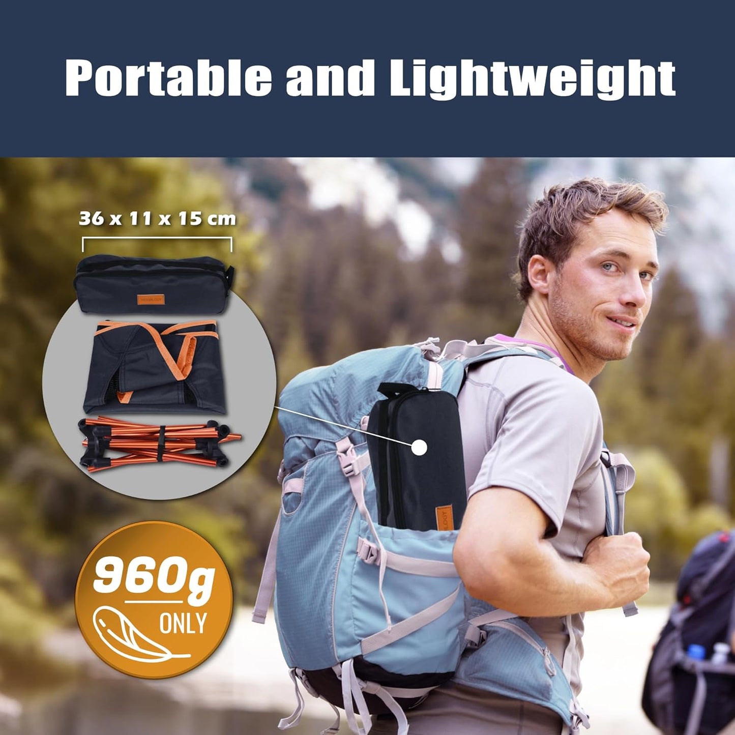 TREKOLOGY YIZI GO Portable Camping Chairs 2Pack - Compact Ultralight Folding Backpacking Chairs, Small Collapsible Foldable Packable Lightweight Backpack Chair in a Bag for Outdoor, Camp, Picnic