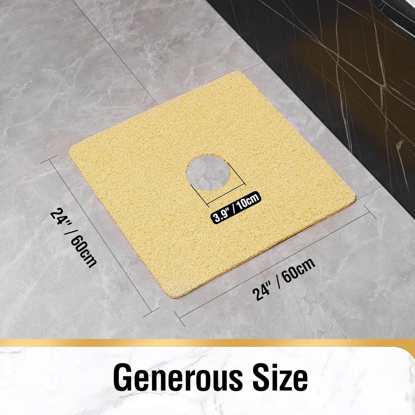 HITSLAM Shower Mat Non Slip, 24 x 16 Inch Bathtub Mat Non Slip with Drain, Soft PVC Loofah Bath Mat for Tub, Quick Drying Bathroom Shower Mat, Grey