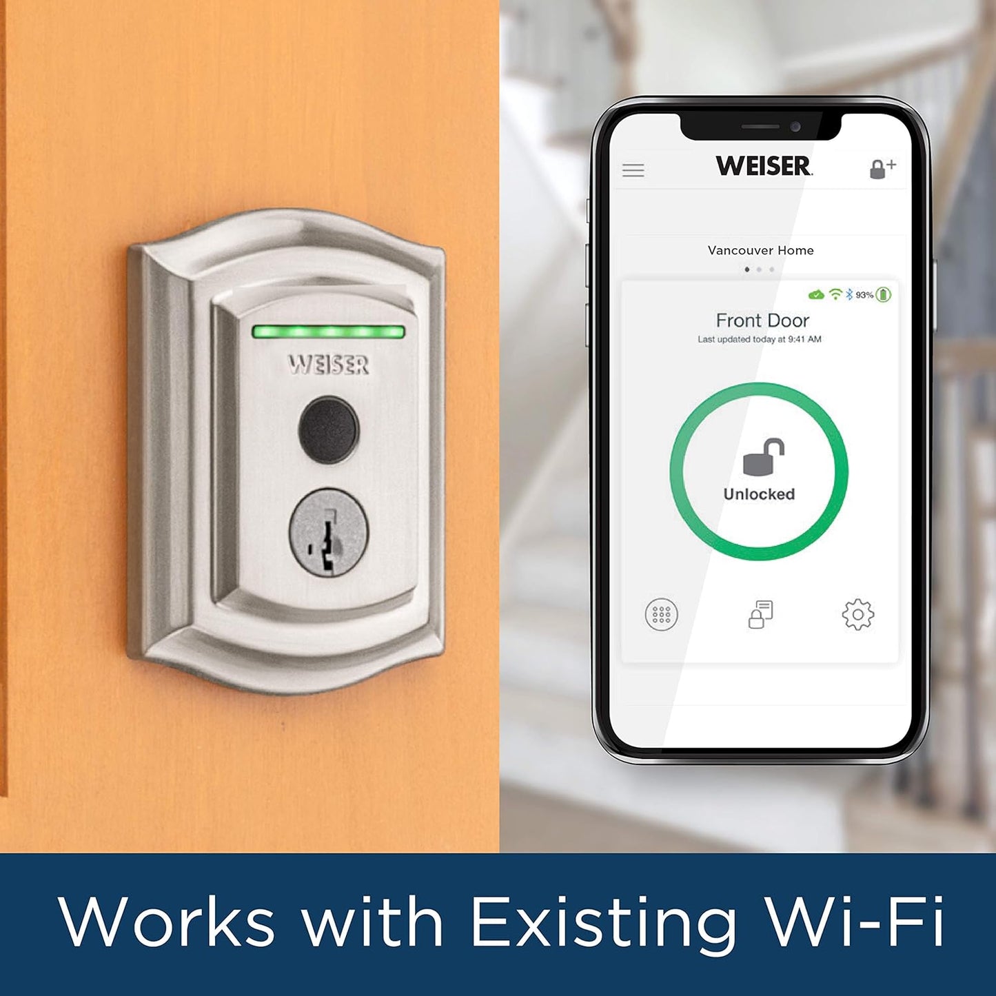 Weiser Halo Matte Black WiFi Smart Lock, Keyless Entry Door Lock, Touchscreen Keypad Door Lock, Amazon Alexa & Google Assistant/Google Home Compatible, Deadbolt Lock, Smart Locks for Entry Door