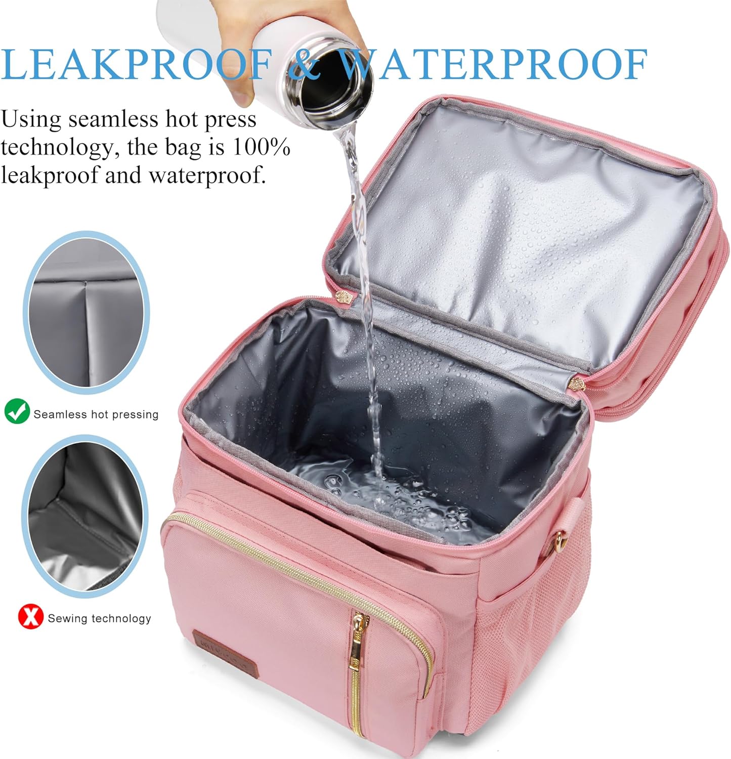 Lunch Bag for Women Men Double Deck Lunch Box - Leakproof Insulated Soft Large Lunch Cooler Bag, MIYCOO (Black,15L)