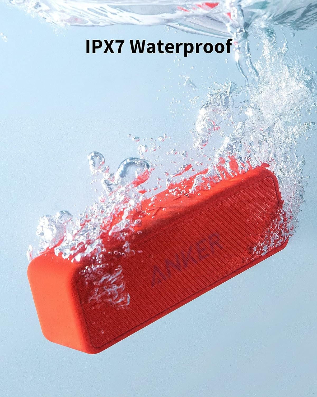 Anker SoundCore 2 Portable Bluetooth Speaker with Better Bass, 24-Hour Playtime, 66ft Bluetooth Range, IPX7 Water Resistance & Built-in Mic, Dual-Driver Wireless Speaker (Red)