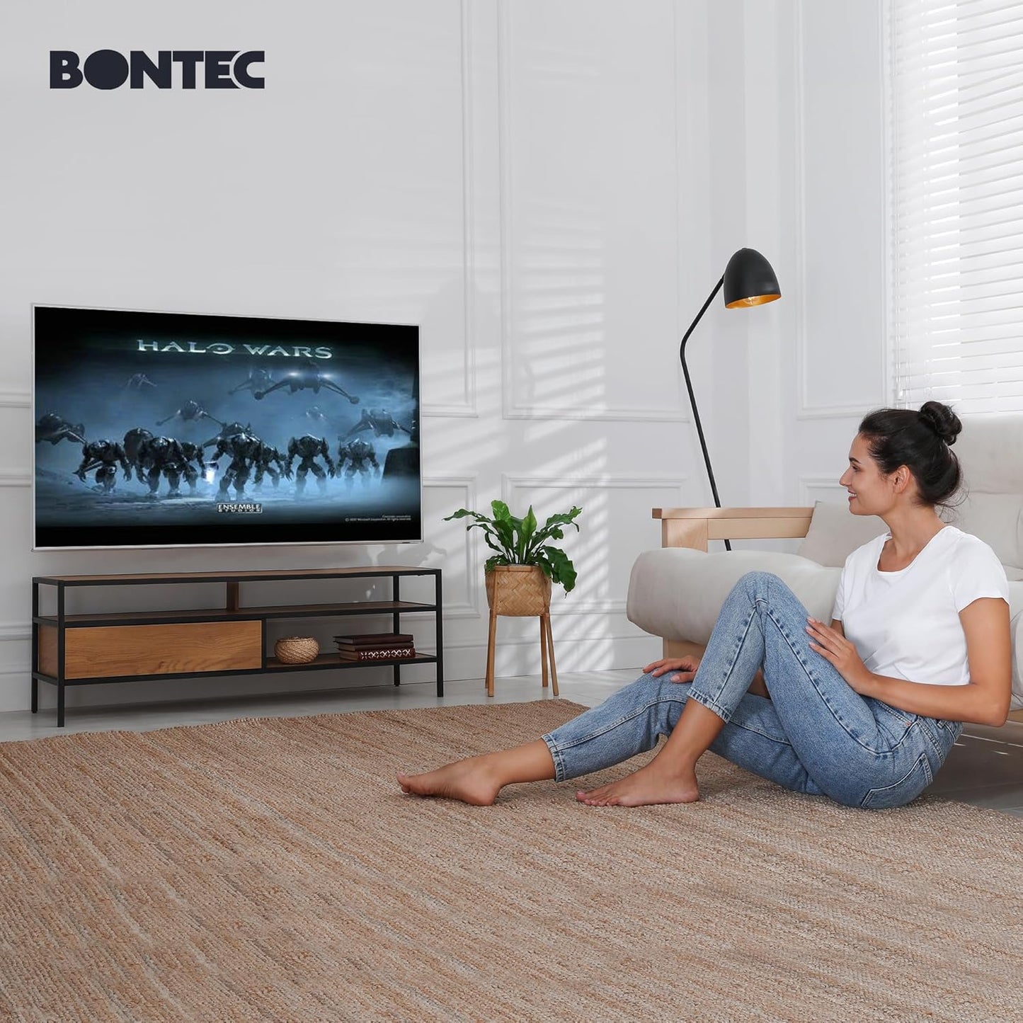 BONTEC TV Wall Mount, Full Motion Bracket for 23-70 Inch TVs, Holds Up to 99lbs, Max VESA 400x400mm, Fits 32 40 50 55 65 Inch LED OLED LCD Flat and Curved Screens, Tilt Swivels with 6 Arms