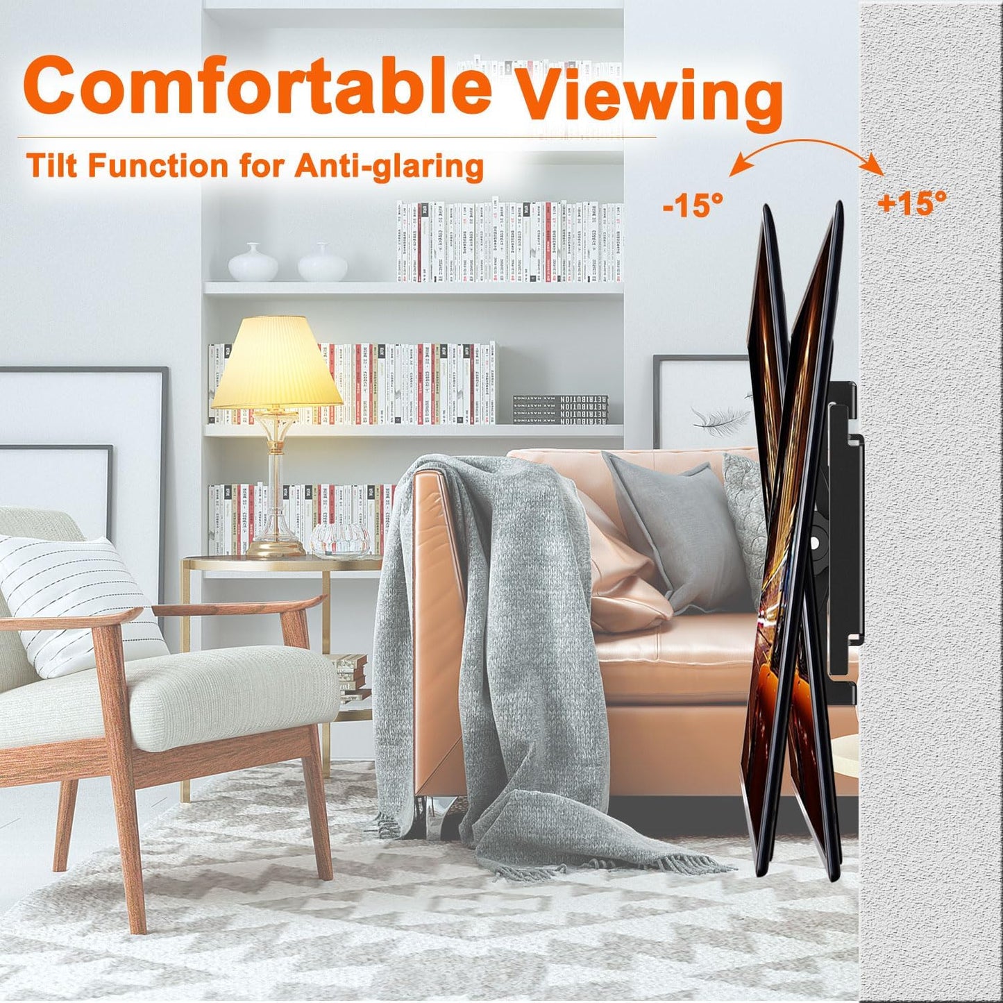 SJBRWN Tilt TV Wall Mount for Most 14-42 Inch Flat Curved Screen TVs Monior, Up Down 15° Support TV Mural, Fits 24 32 40" Max VESA 200x200mm Holds up to 55lbs, Low Profile Small Wall Mount TV Bracket