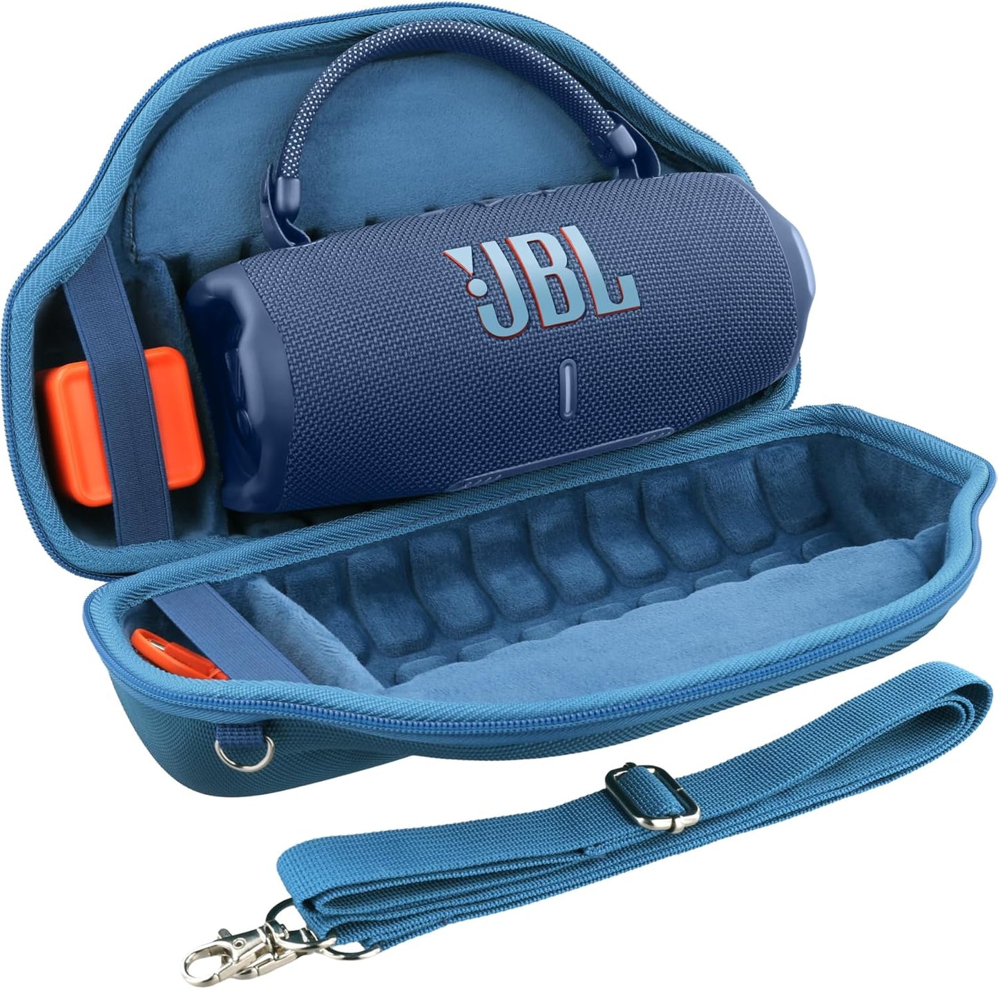 co2CREA Case for JBL Charge 6 Waterproof Portable Bluetooth Speaker, Hard Travel Case with Detachable Shoulder Strap (White Case)