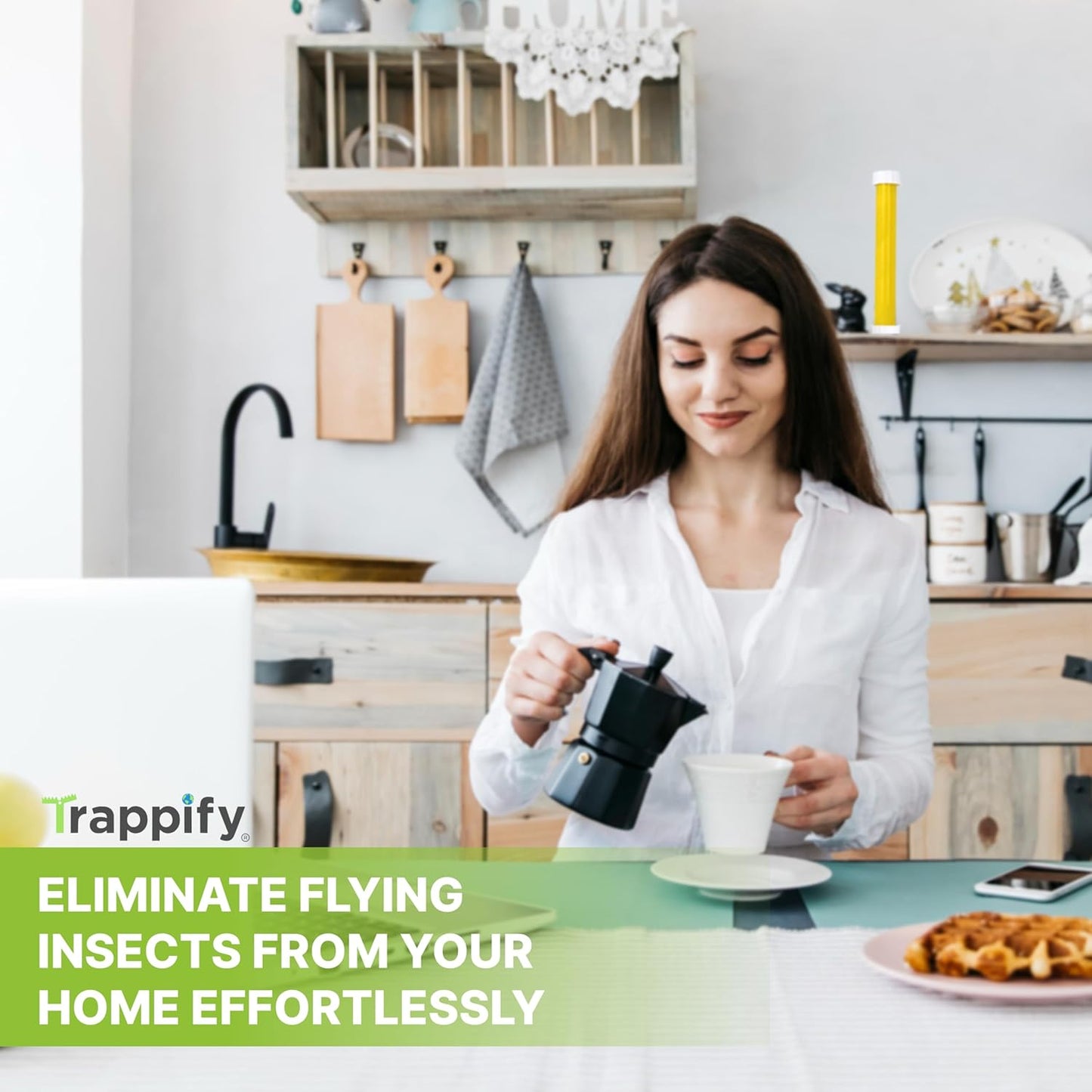Trappify Hanging Fly Traps Outdoor: Fruit Fly Traps for Indoors | Fly Catcher, Gnat, Mosquito, & Flying Insect Catchers for Inside Home - Disposable Sticky Fly Trap for Indoor House Pest Control (2)