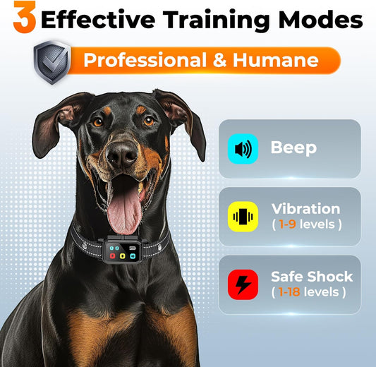 AI Dog Shock Collar (10-120Lbs) - 3300FT Dog Training Collar with Remote, IPX7 Waterproof Collar with Beep, Vibration, Safe Shock for Large Medium Small Dogs, Keypad Lock and Flashing Light - PuriLite