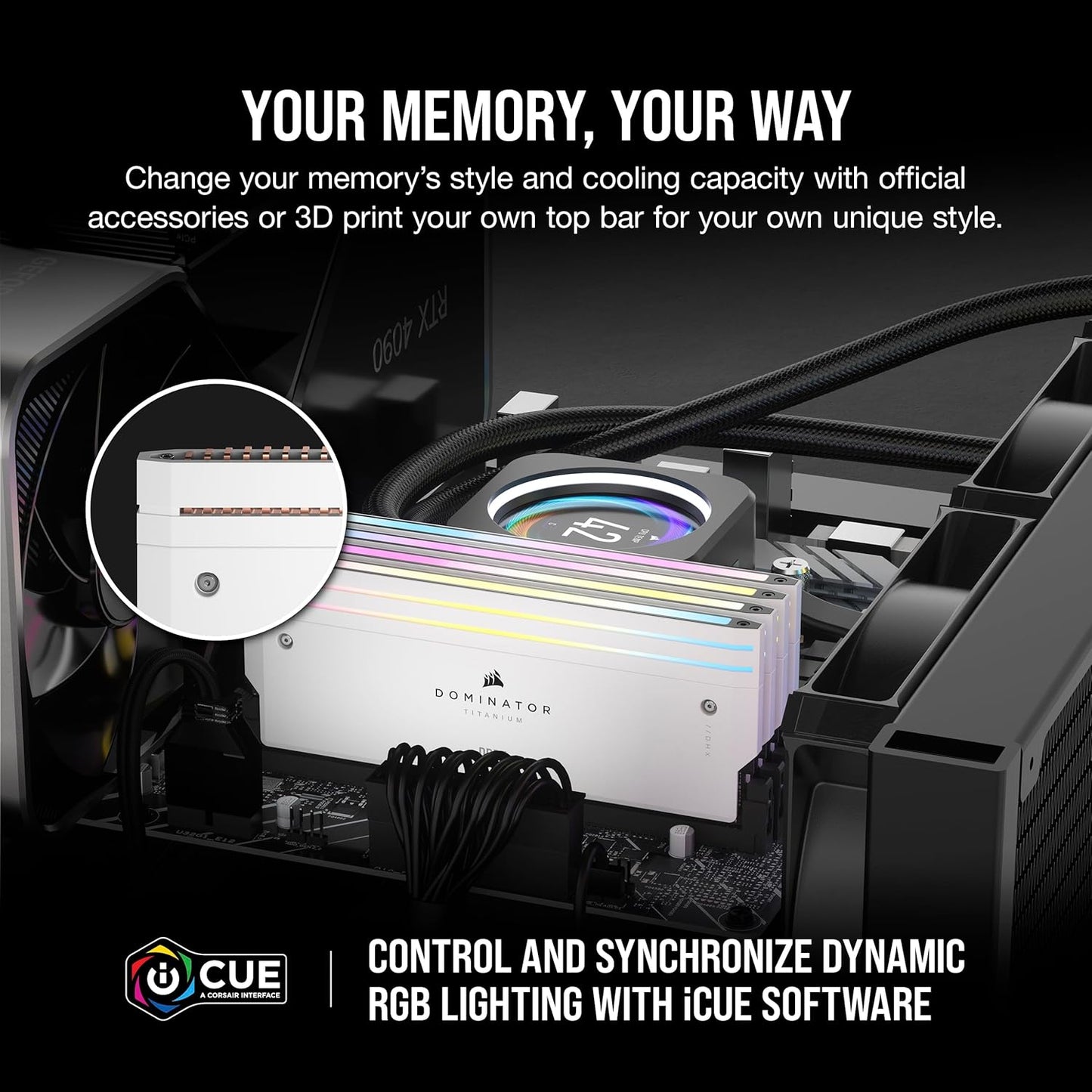 CORSAIR Dominator Titanium RGB DDR5 RAM 96GB (2x48GB) 6000MHz CL30-36-36-76 1.40V AMD Expo Intel XMP 3.0 Desktop Computer Memory – White (CMP96GX5M2B6000Z30W)