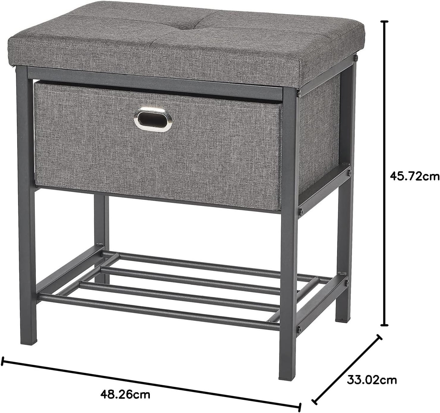 Neatfreak Storage Bench With Drawer - Entryway Seat With Shoe Rack - Home Decor Stool for Mudroom, Foyer or Foot Rest - 13 x 18 x 19 Inch