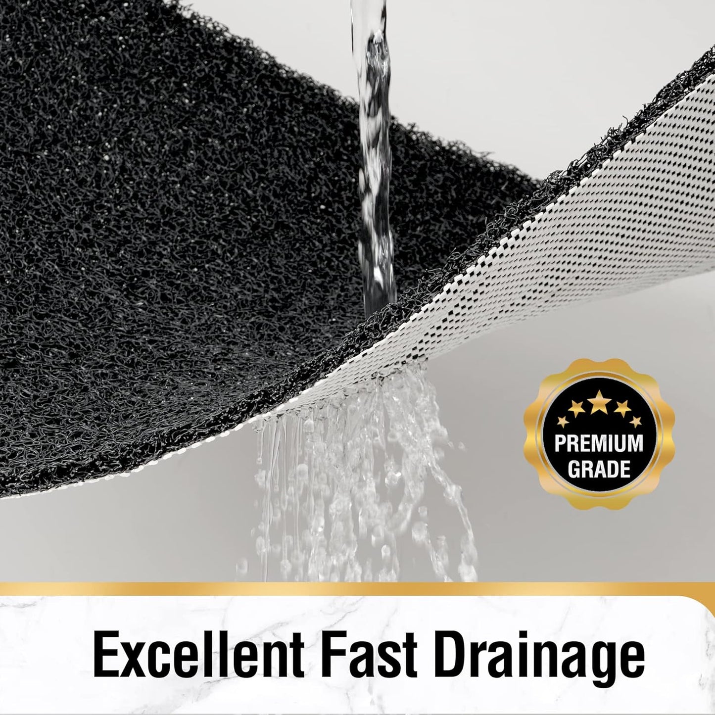 HITSLAM Shower Mat Non Slip, 24 x 16 Inch Bathtub Mat Non Slip with Drain, Soft PVC Loofah Bath Mat for Tub, Quick Drying Bathroom Shower Mat, Grey