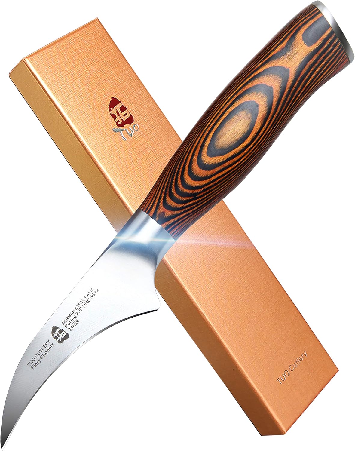 TUO Boning Knife - Razor Sharp Fillet Knife - High Carbon German Stainless Steel Kitchen Cutlery - Pakkawood Handle - Luxurious Gift Box Included - 7 inch - Fiery Phoenix Series