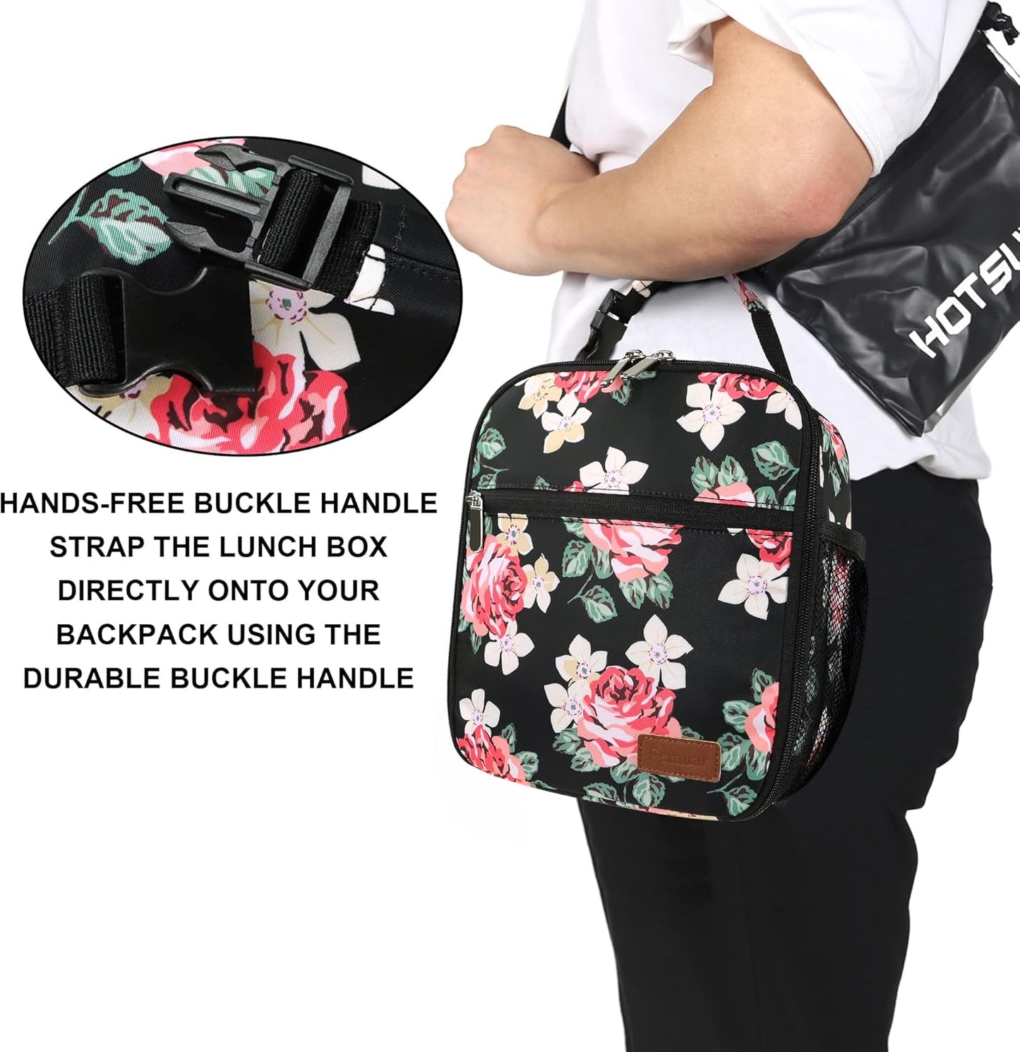 Lunch Box for Men Women Adults Small Lunch Bag for Office Work Picnic - Reusable Portable Lunchbox, Black