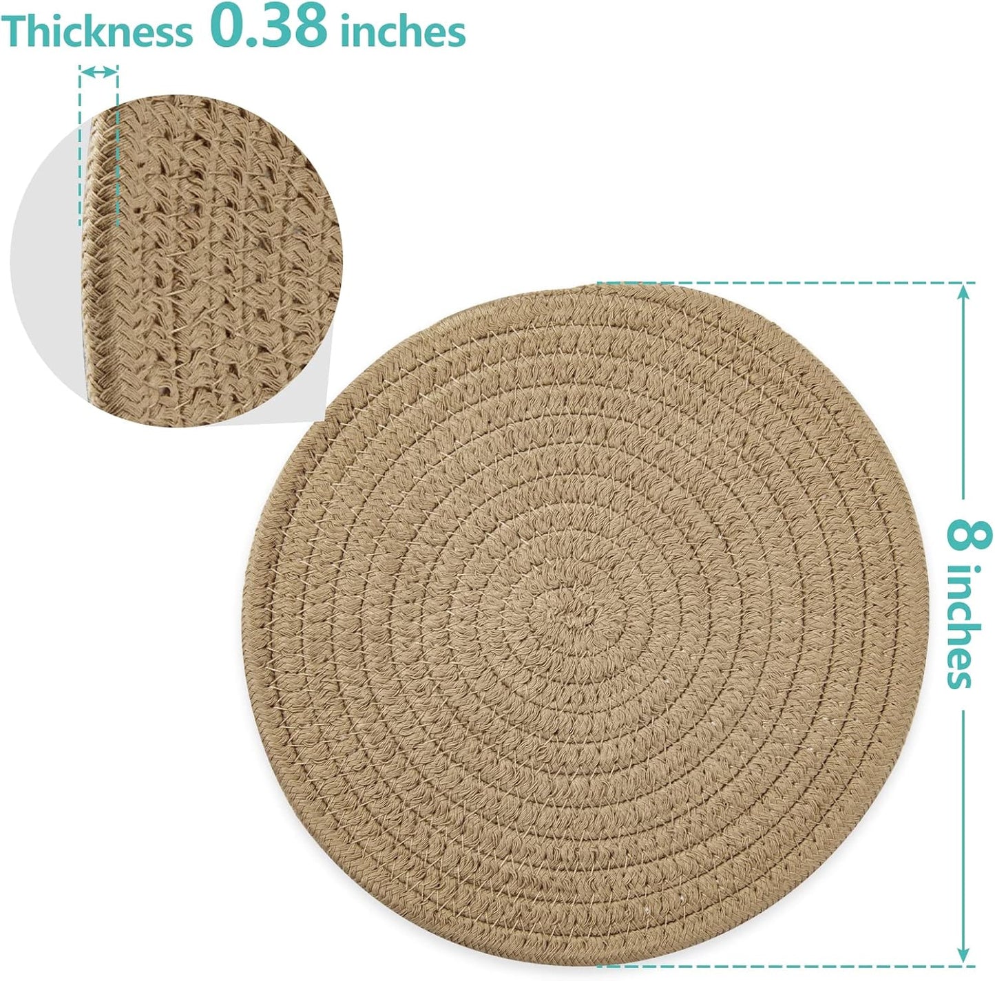 Trivets for Hot Dishes, Pots and Pans, 8 Inches Hot Pads 5 Pcs, Pot Holders for Kitchen, Heat Resistant Mat Protect Counter, Coasters Set Home Essentials Farmhouse Decor (Blue)