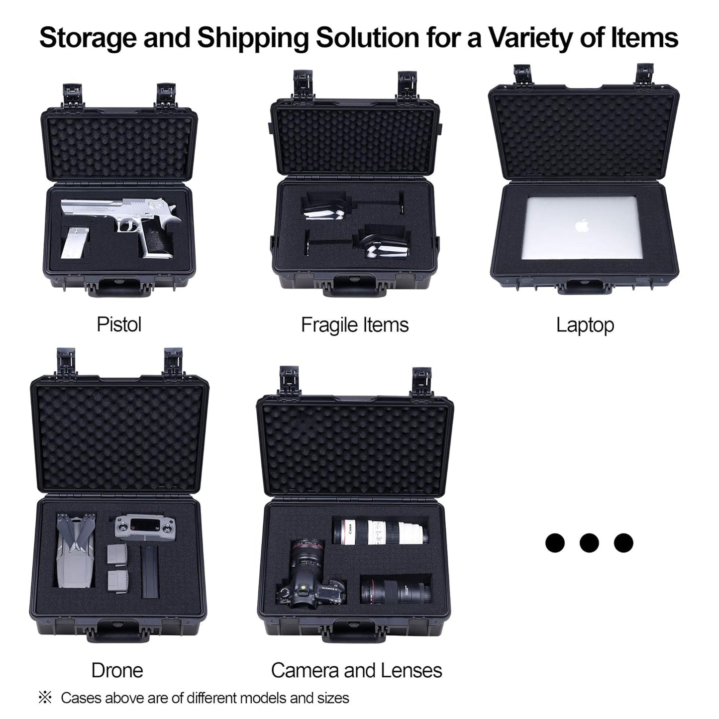 Lykus HC-3810 Waterproof Hard Case with Customizable Foam Insert, Interior Size 38x28x13.5cm, Suitable for Camera, Lens, Drone, mic, Flashlight, Telescope, Action cam, Electronics, Tools, and More