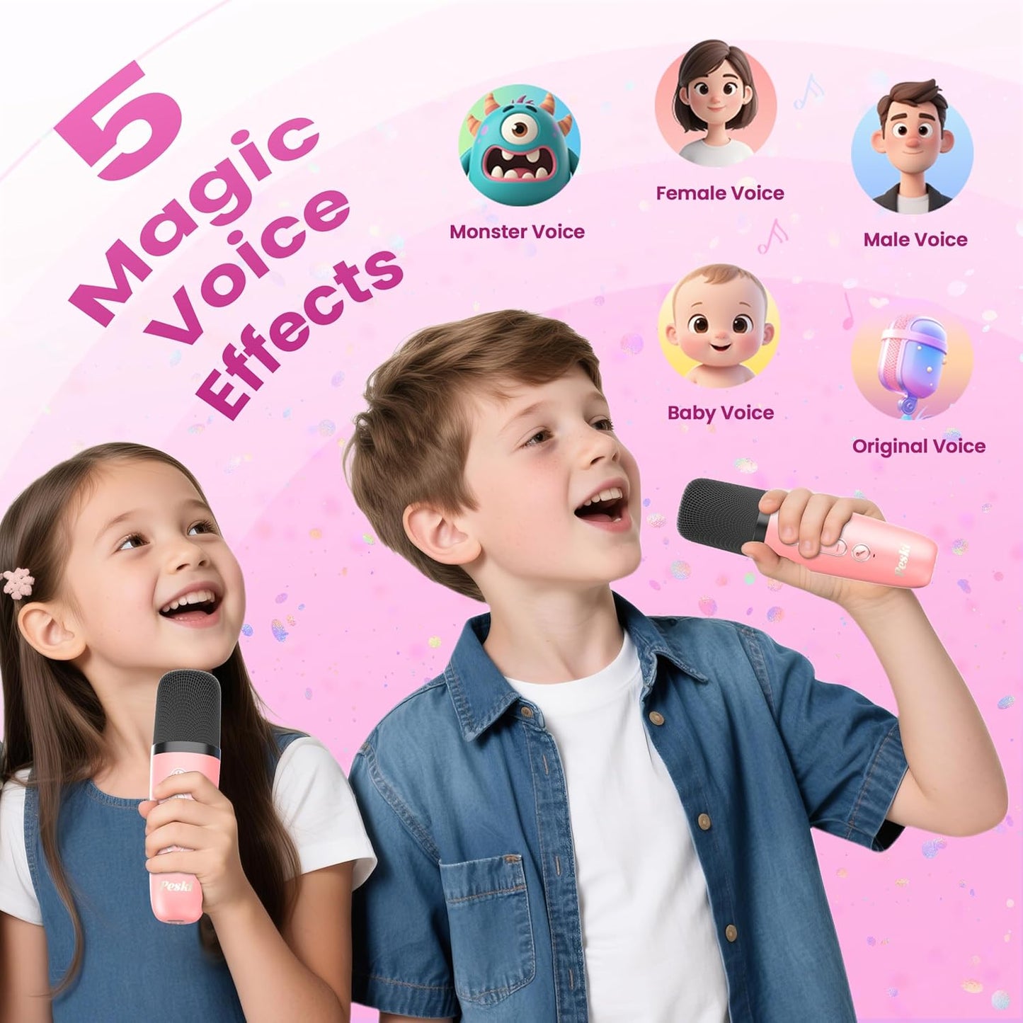 Karaoke Machine for Kids Adults, Portable Bluetooth Mini Karaoke Microphone Singing Speaker Karaoke Player with 2 Wireless Mic Toys for All Smartphones,Birthday, Family,Home Party (Purple)