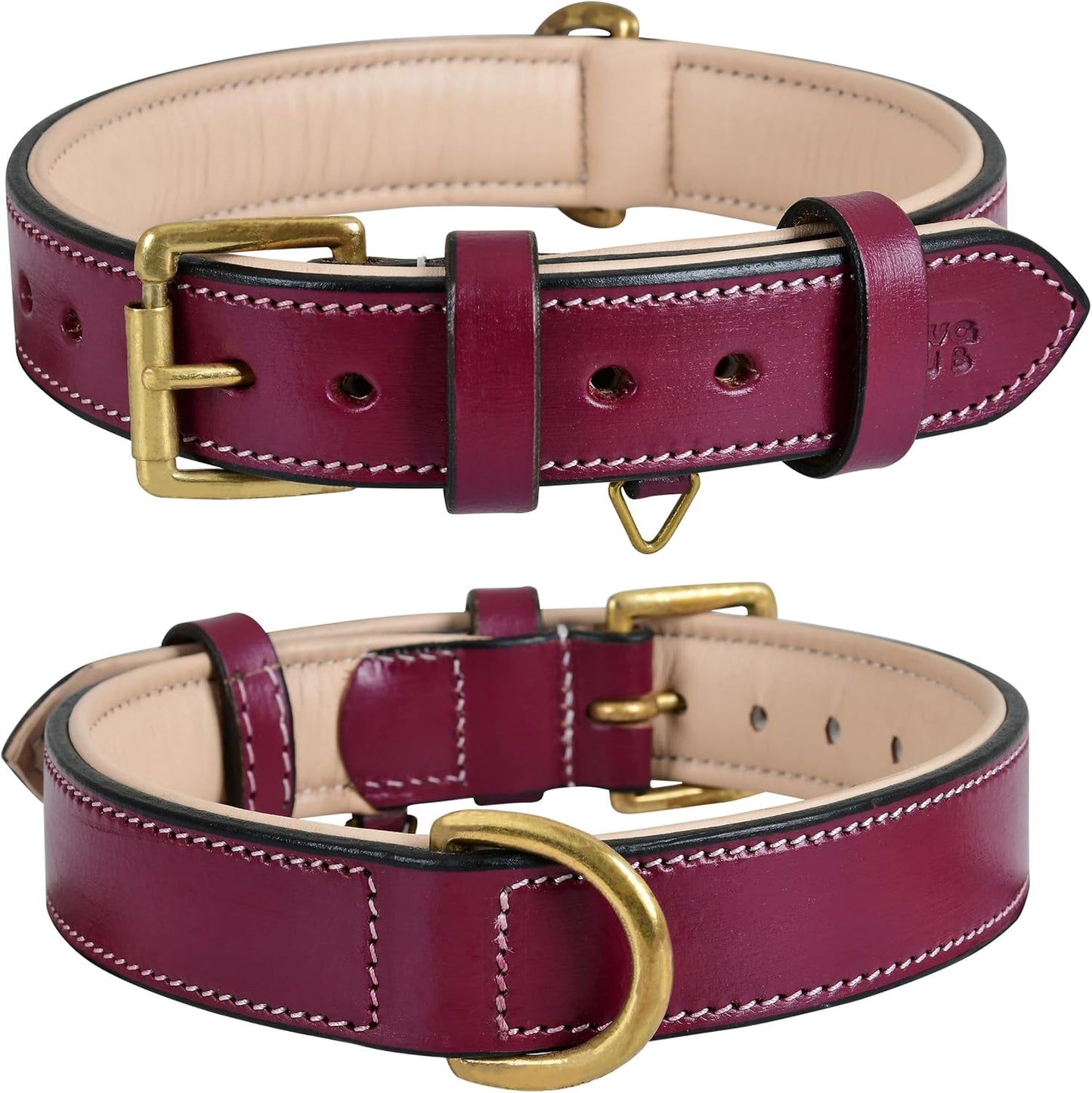 DowgClub | Genuine Leather Dog Collar | Full Grain, Heavy Duty | Comfortable, Strong | Best for Pups, Small, Medium & Large Breeds | Pink, Brown, Black, Tan