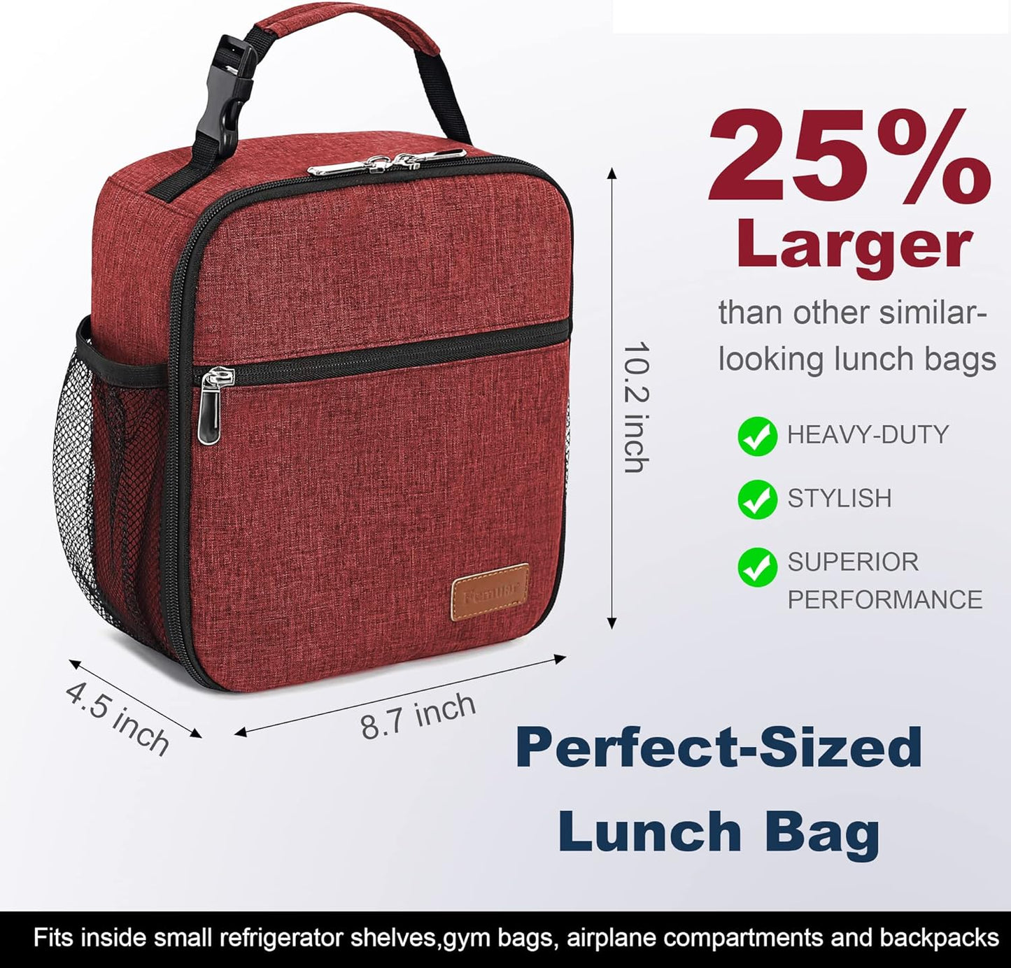 Lunch Box for Men Women Adults Small Lunch Bag for Office Work Picnic - Reusable Portable Lunchbox, Black