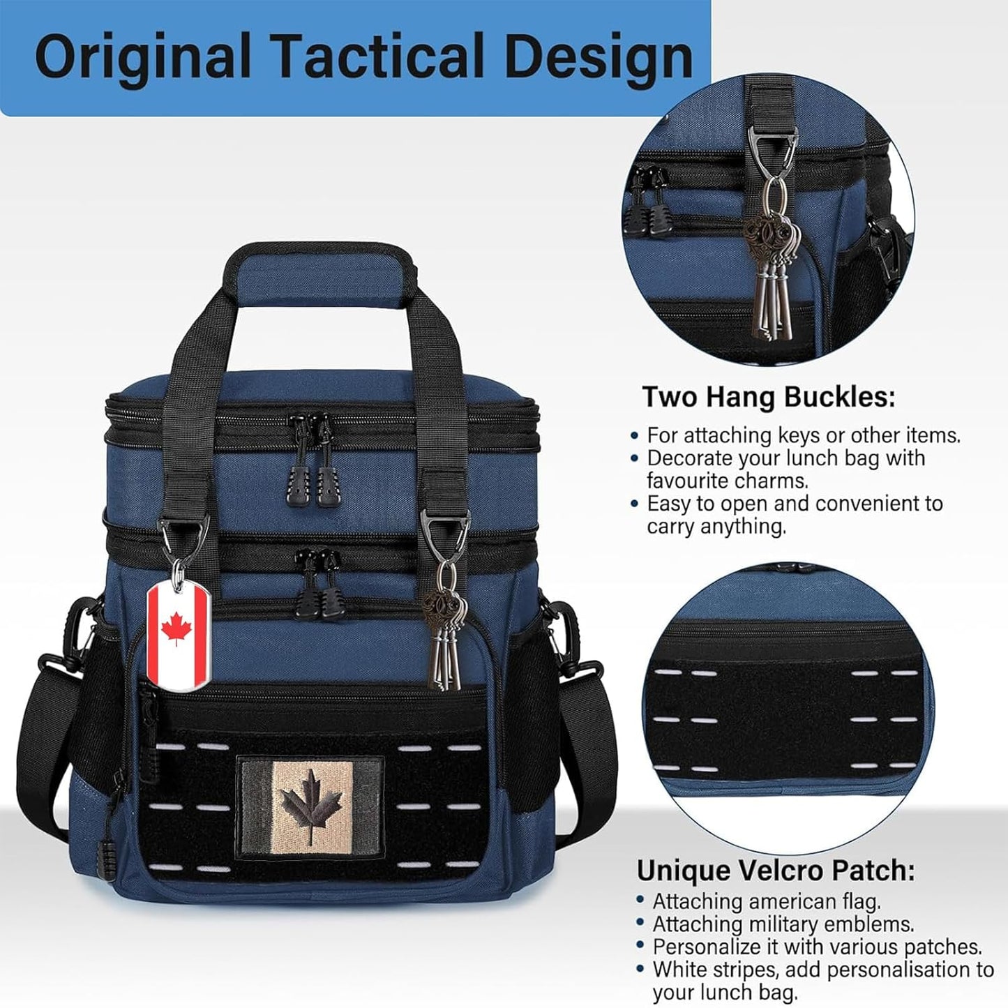 Lunch Box Cooler Bag - Insulated Tactical Lunchbox for Men - XLarge Lunch Pail Lunch Kit for Adults Work Outdoor Shifts Trips Black Camo 25L